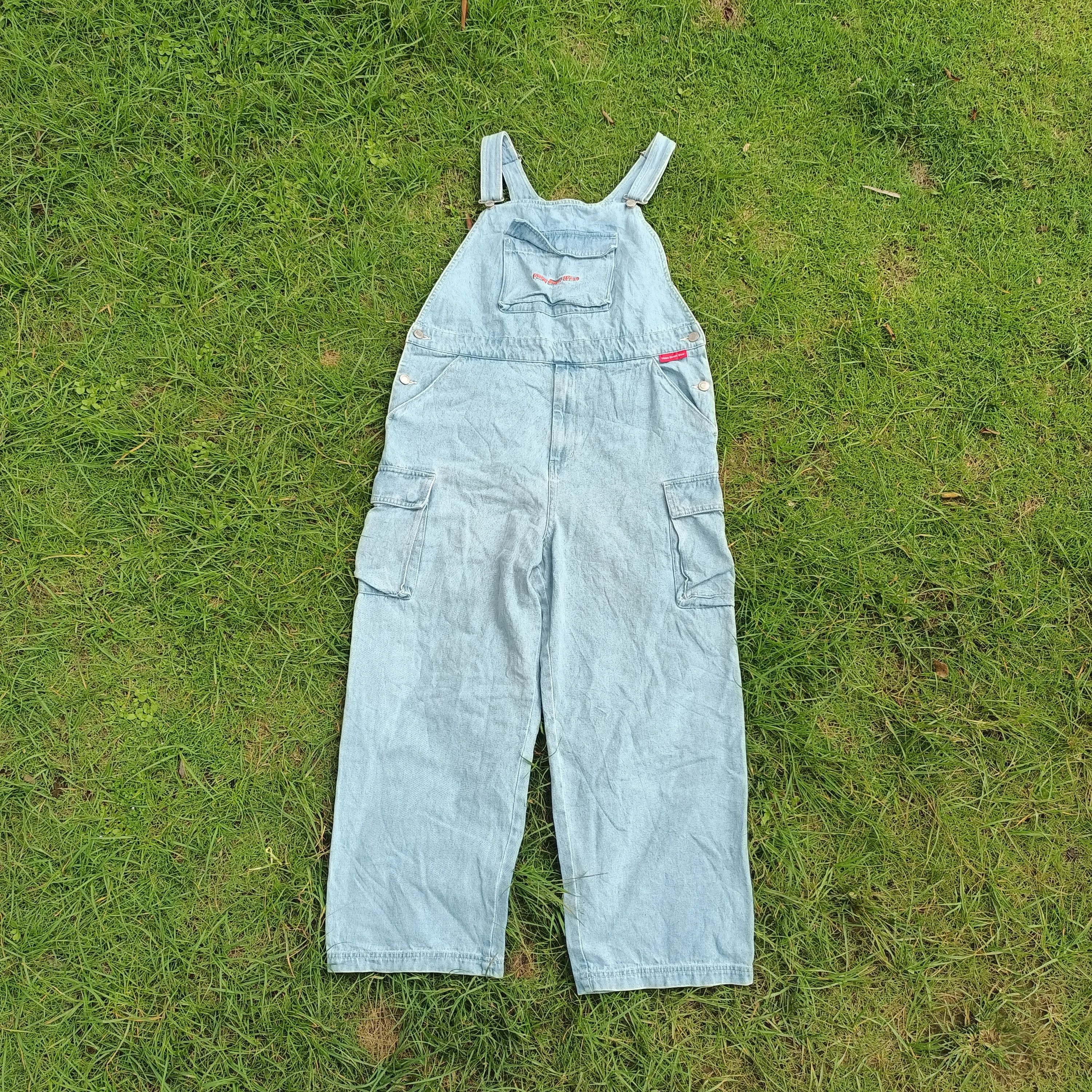 image of Vision Street Wear Cargo Overalls Denim ( Size 34-38 ) in Light Blue, Men's