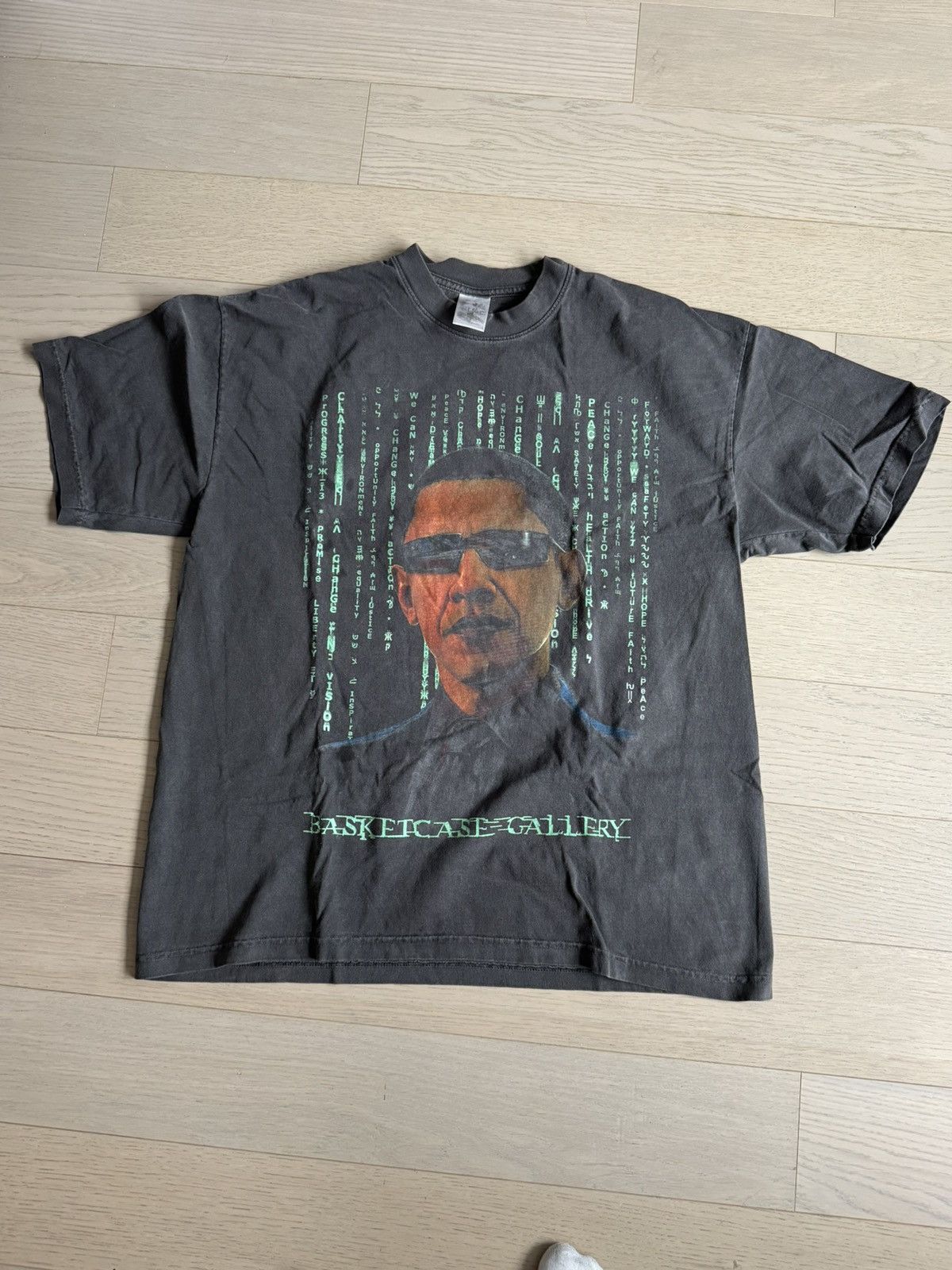 Basketcase Gallery Obama Matrix Vintage Black T-Shirt
