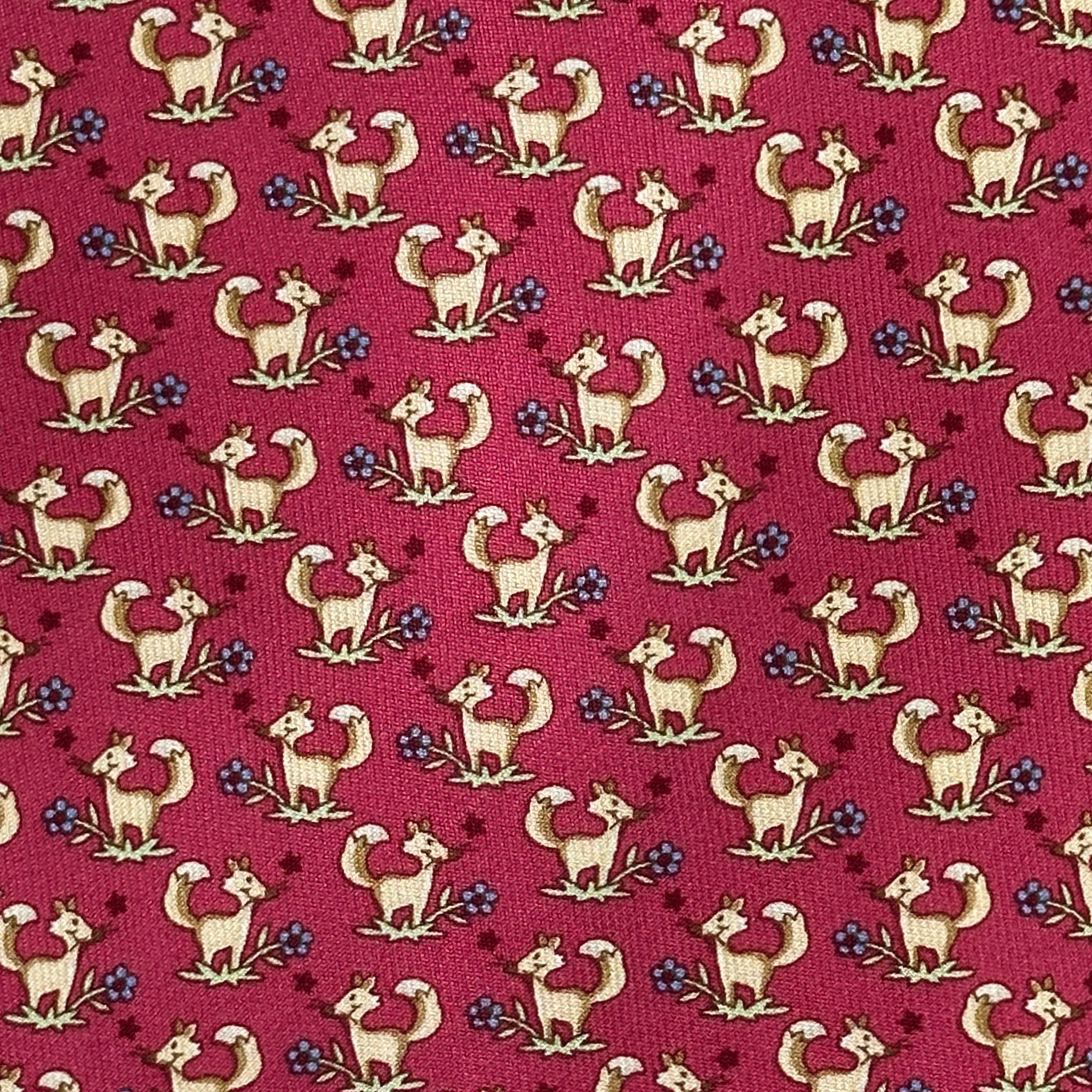 Salvatore Ferragamo Silk Tie Red Pink with Fox Size ONE SIZE - 5 Thumbnail