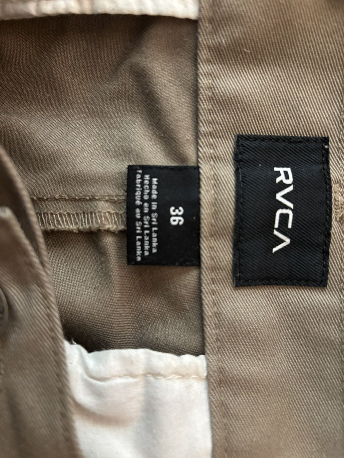 RVCA RCVA Beige Stretch Chino Casual Drawstring Shorts, Size 36, Size US 36 / EU 52 - 3 Thumbnail