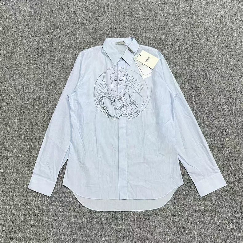Dior Dior Long-sleeved shirt with blue character pattern print Size US XXS / EU 40 - 1 Thumbnail