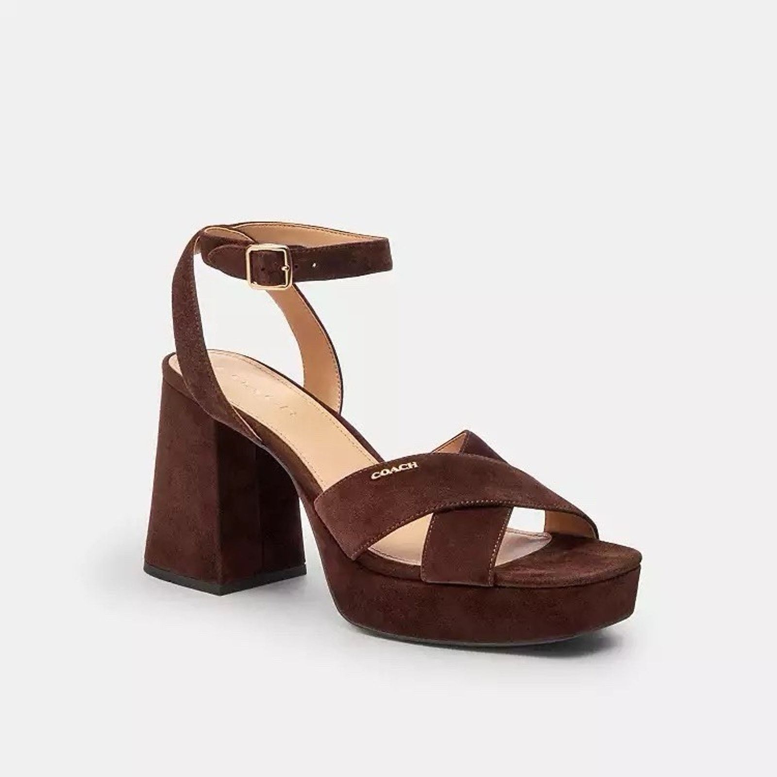 Coach NEW COACH Women's Block Heel Sandal Velvet CCI07 Maple us 8 Size US 8 / IT 38 - 6 Thumbnail