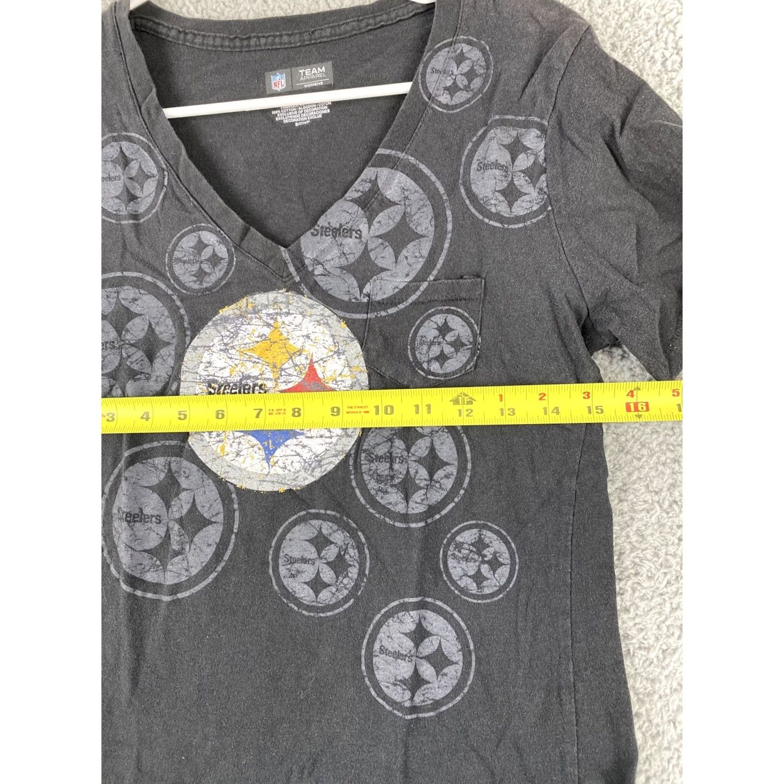 NFL Team NFL T Shirt Women's S Short Sleeve V-Neck Black Logo 100% Cotton Pullover Sports Shirt Womens Size S / US 4 / IT 40 - 5 Thumbnail