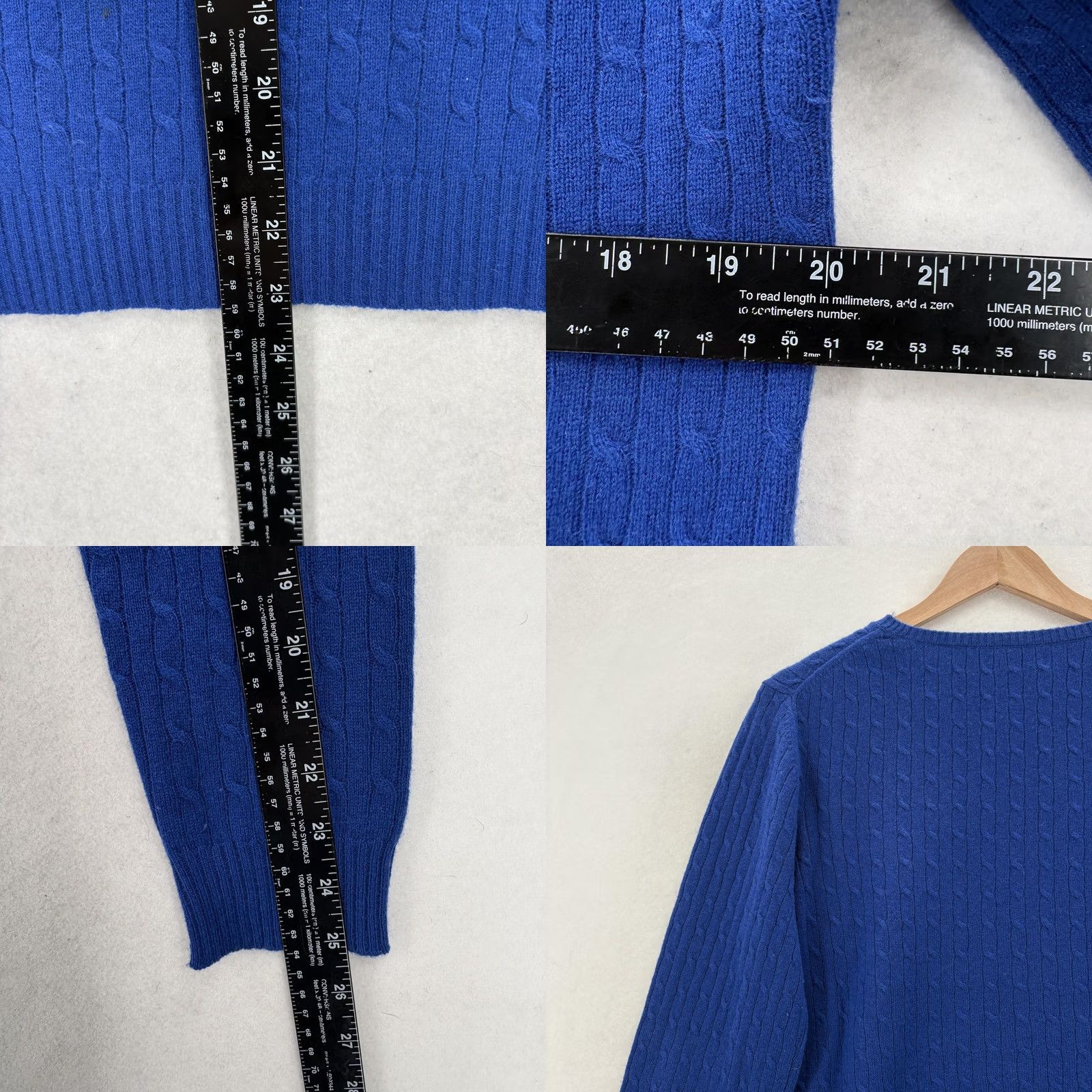 Vintage Marina Luna Sweater Womens XL Blue 100% Cashmere Crew Neck Cable Knit Pullover Size XL / US 12-14 / IT 48-50 - 8 Thumbnail