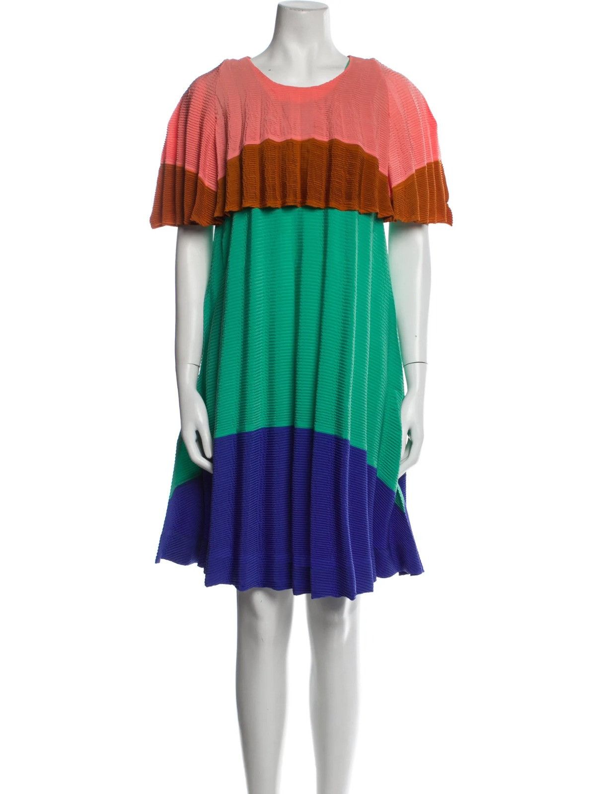 Issey Miyake o1mle0325 Pleats Short Sleeve Dress in Multicolor Size M / US 6-8 / IT 42-44 - 1 Thumbnail