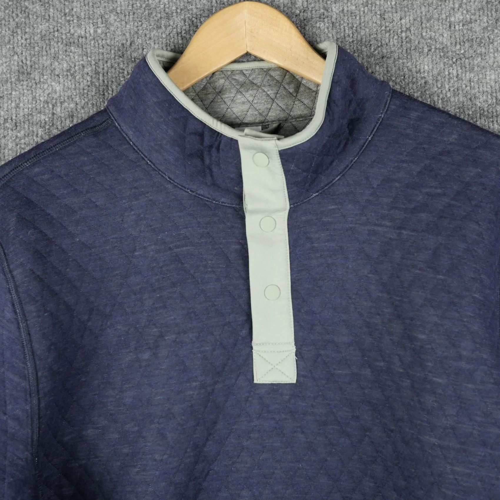 Marine Layer Marine Layer Reversible Corbet Sweater Mens Large Navy Gray Quilted PullOver Mock Neck Knit Plaid Diamond Pattern Size US L / EU 52-54 / 3 - 2 Thumbnail