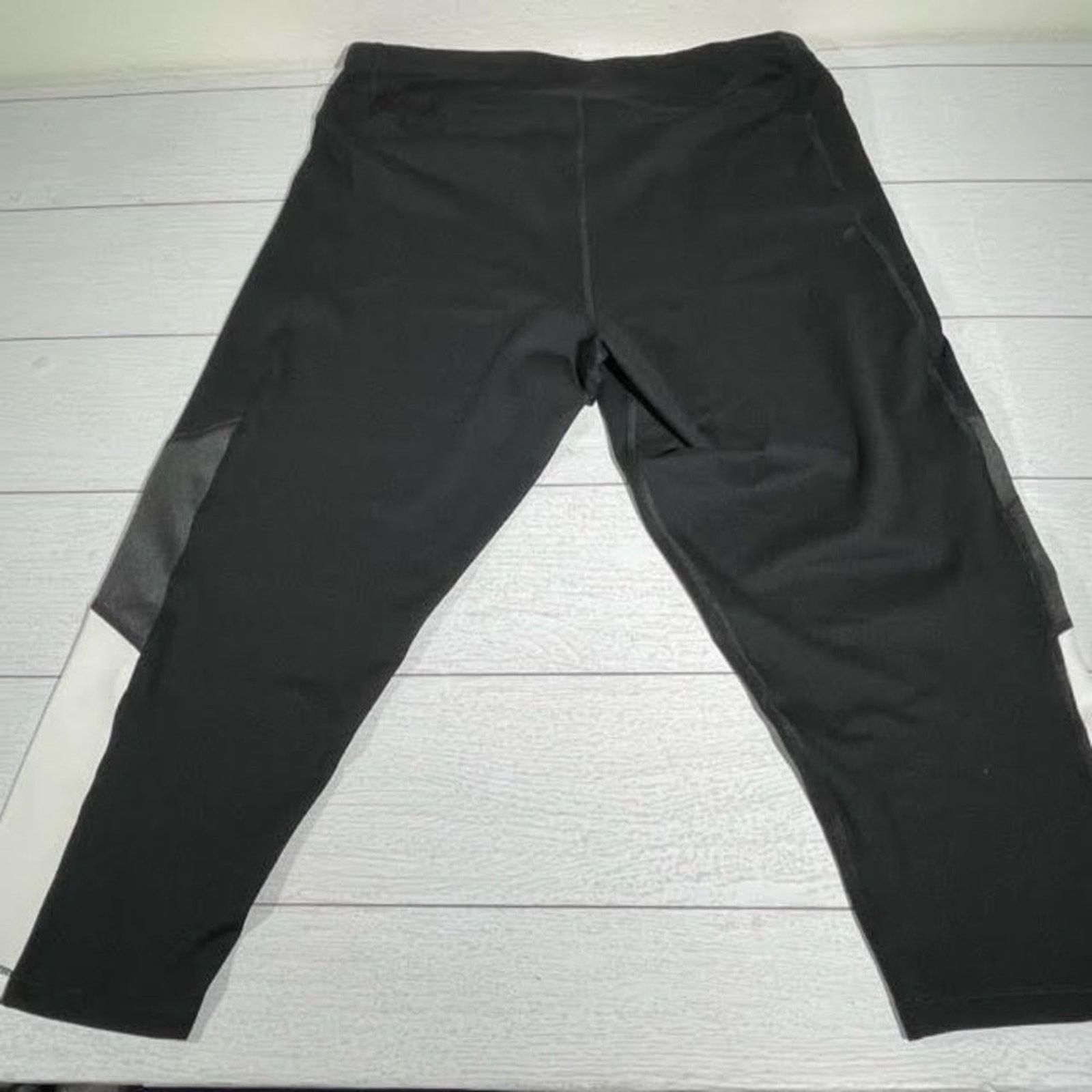 Other Just My Size Black White Mesh Panel Cropped Leggings Size 1X Size 31" - 3 Thumbnail