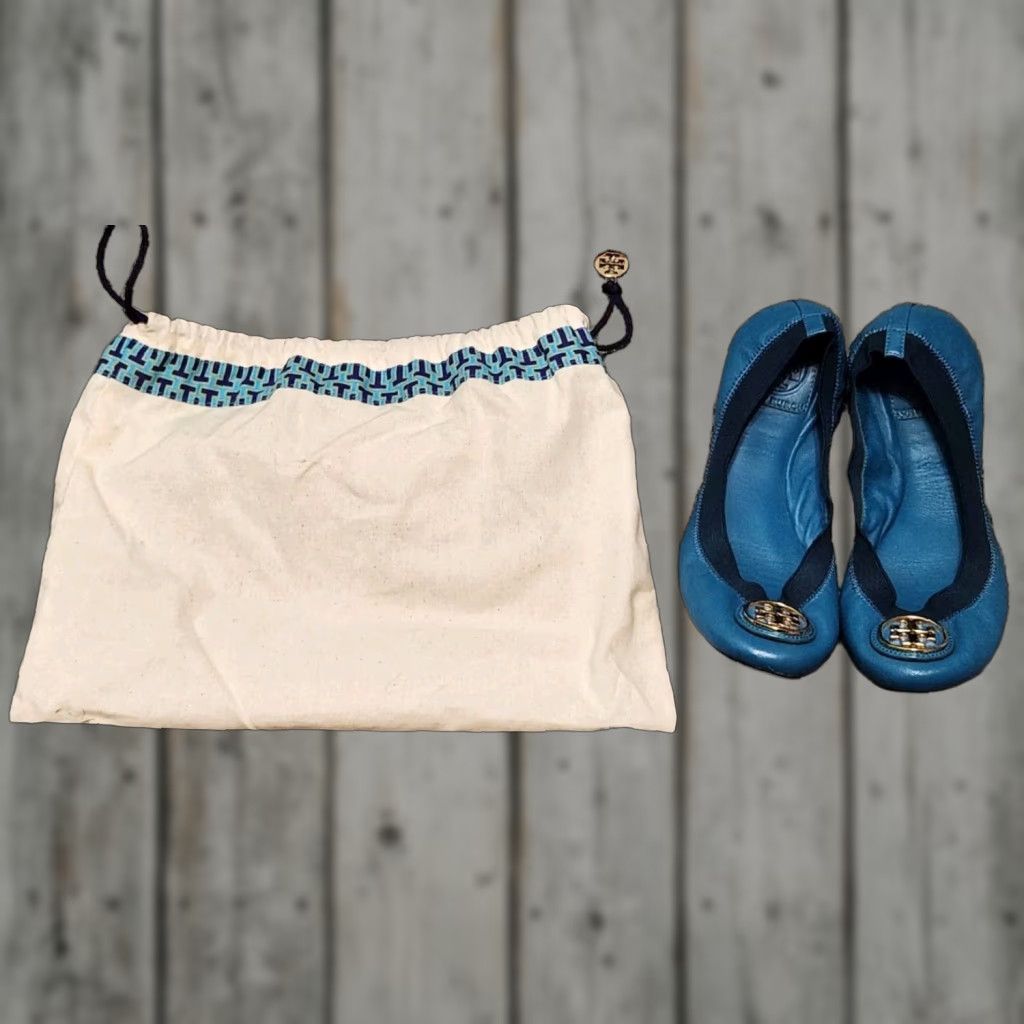 Tory Burch Authenticated Tory Burch Blue Ballet Flats 6.5M Tory Burch Caroline Flat Leather Leather M Blue Womens Vintage? No. Size US 7 / IT 37 - 1 Thumbnail