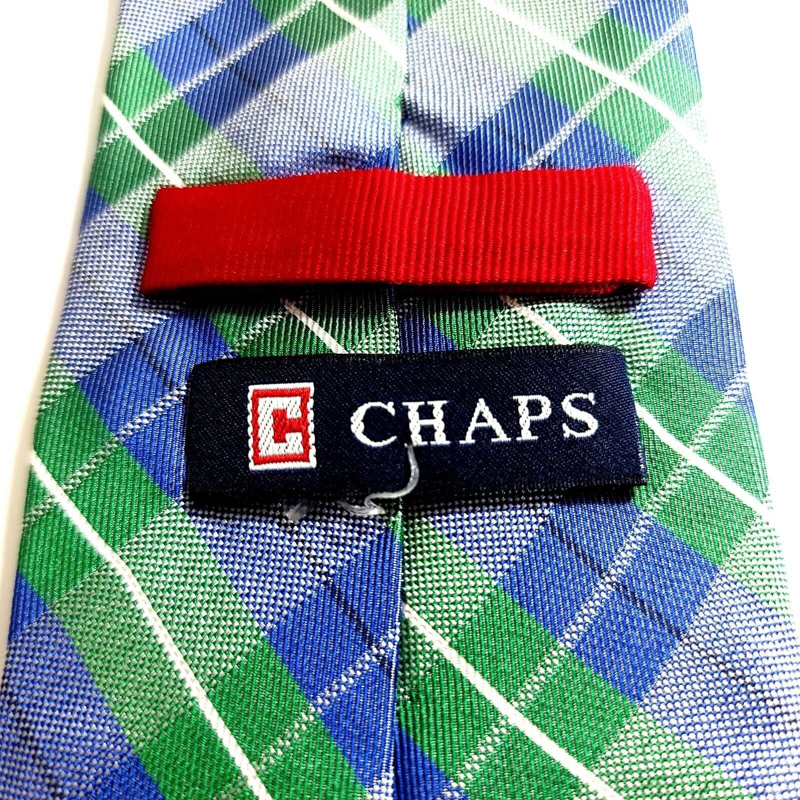 Chaps Chaps Green Blue Woven Plaid Silk Tie Size ONE SIZE - 3 Thumbnail