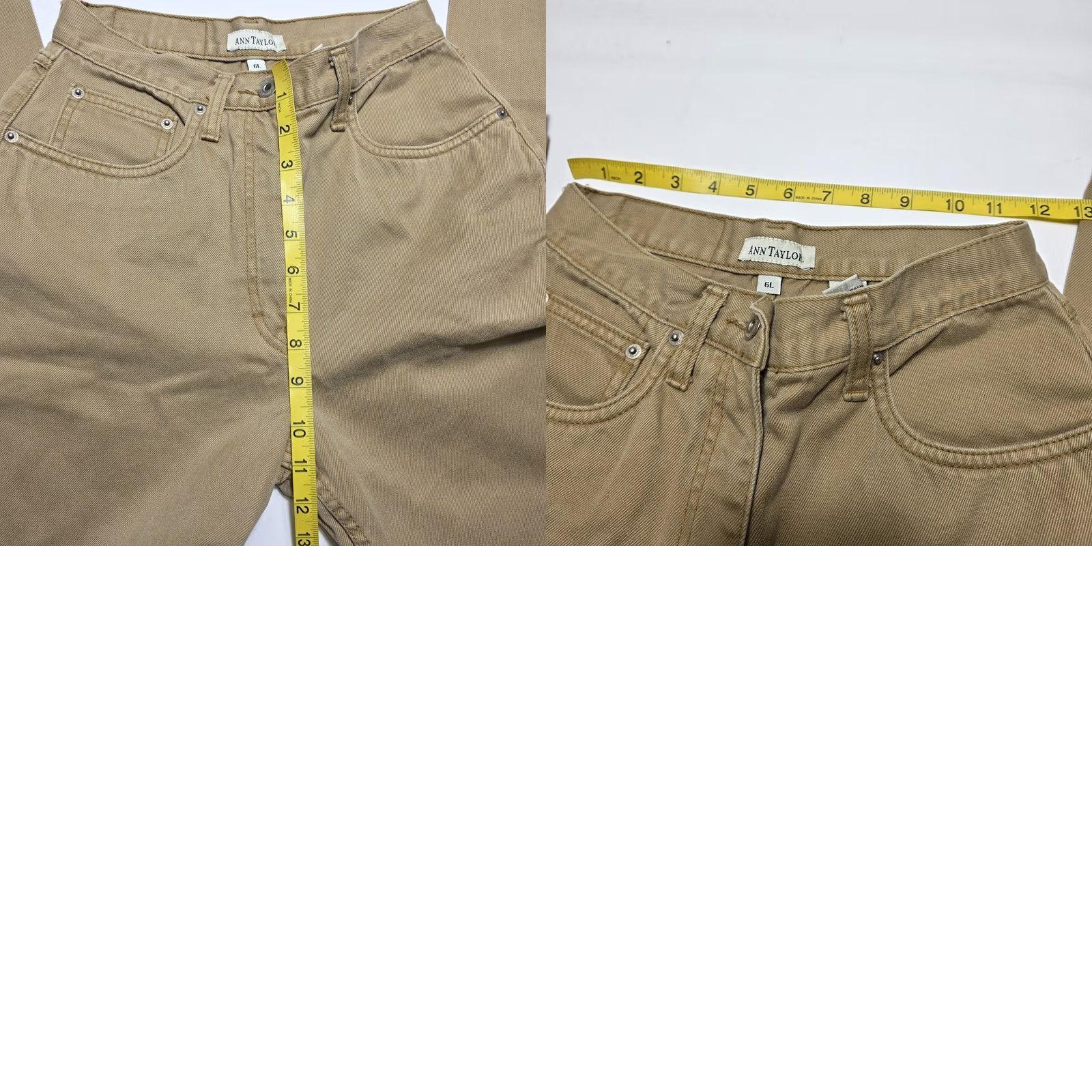 Ann Taylor VINTAGE Ann Taylor AT Denim Jeans Pants 90s Womens 6L Brown Khaki Denim Straight Pockets Regular Rise High Inseam 31in Size 28" / US 6 / IT 42 - 8 Thumbnail