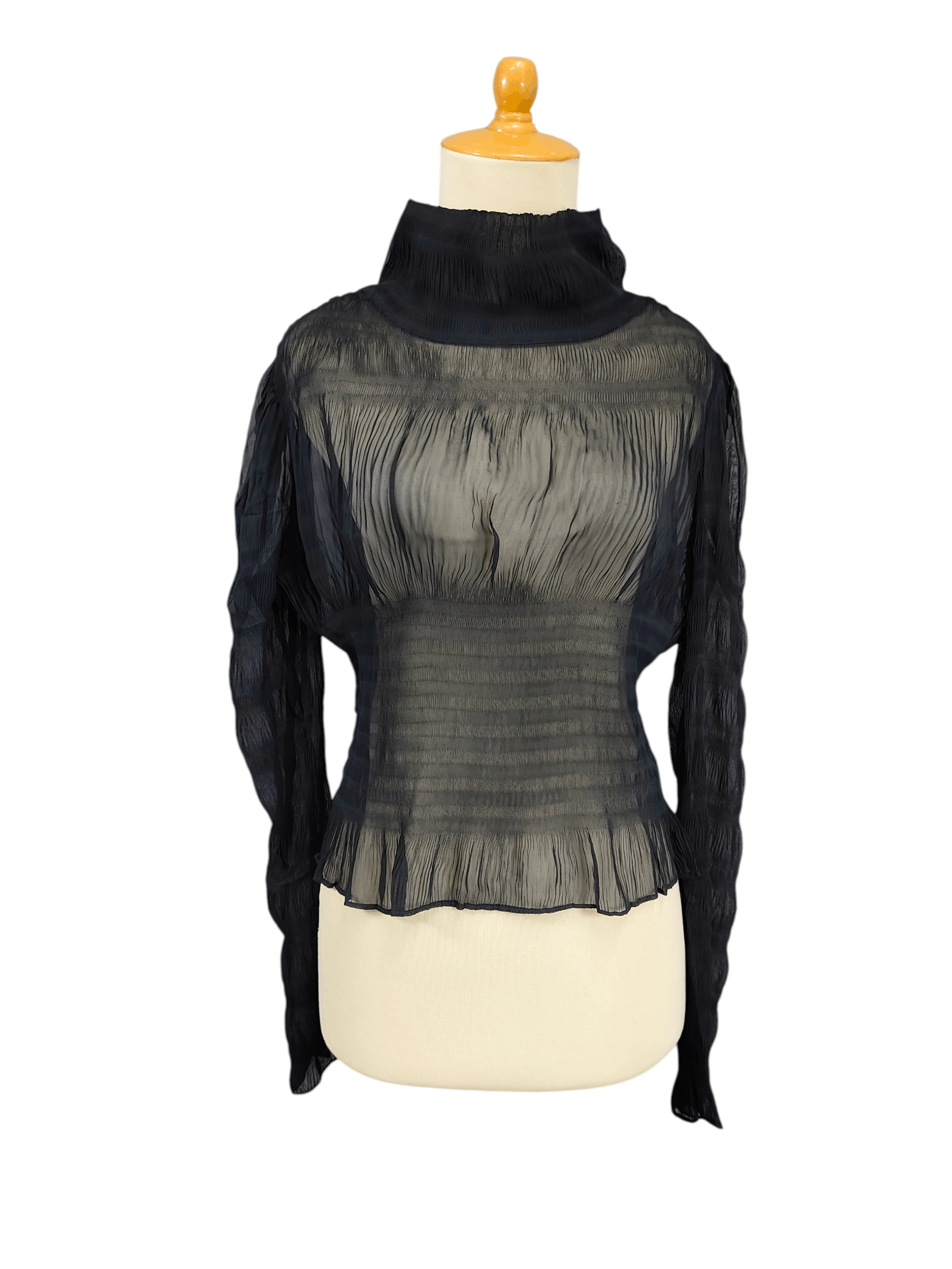 Seditionaries 2000s Miki Mialy🇫🇷 Gothic Minimalist Sheer Pleated Blouse Size M / US 6-8 / IT 42-44 - 1 Thumbnail
