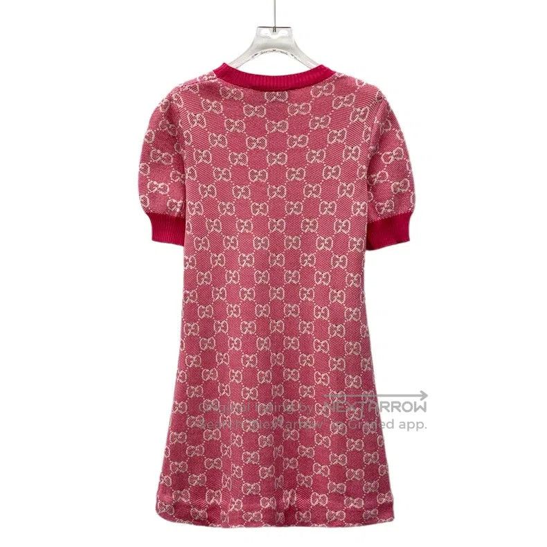 Gucci Gucci Pink logo jacquard full-print wool round-neck short- Size XS / US 0-2 / IT 36-38 - 2 Thumbnail
