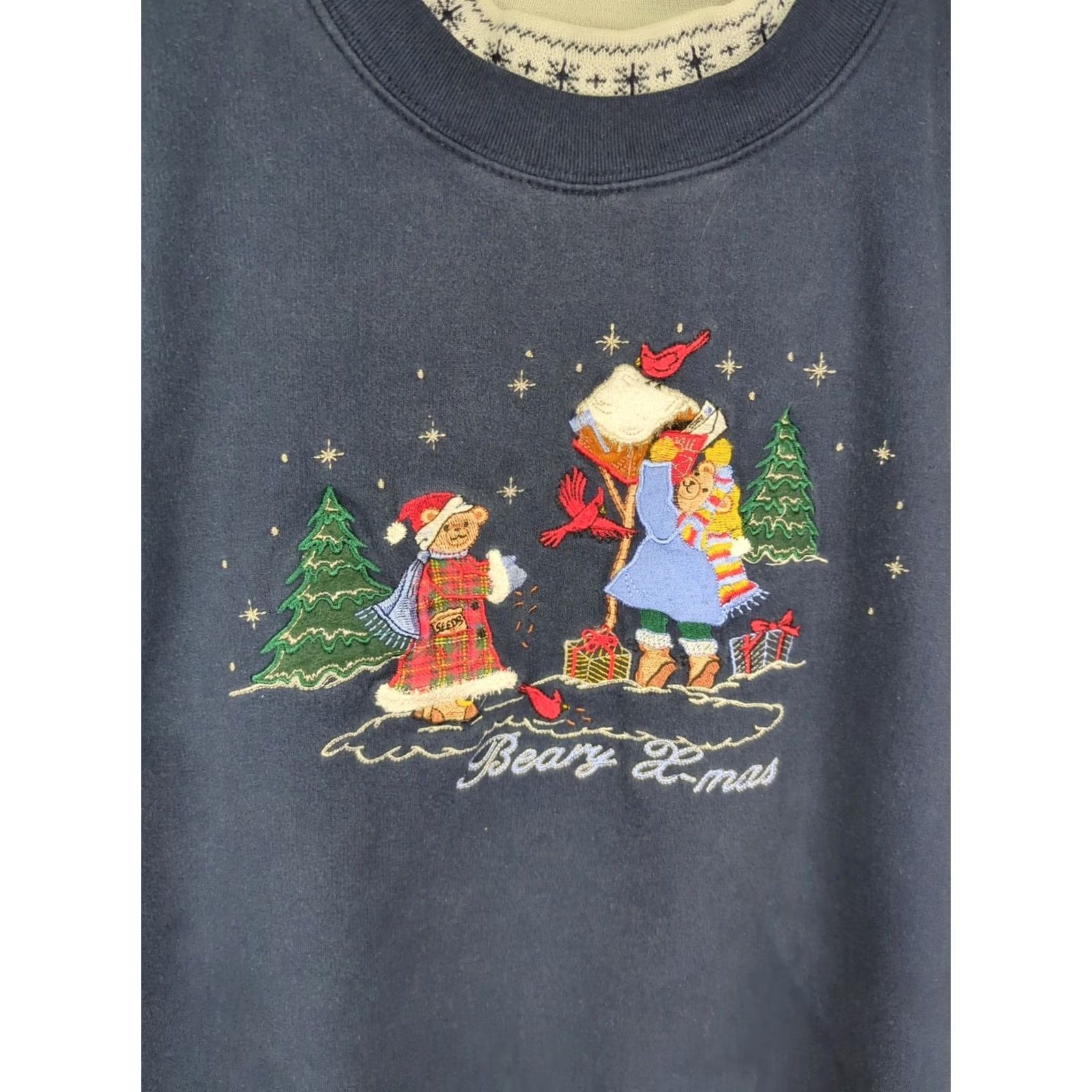 Vintage Bobbie Brooks Embroidered Large Beary Christmas Sweatshirt Pullover Size L / US 10 / IT 46 - 6 Thumbnail