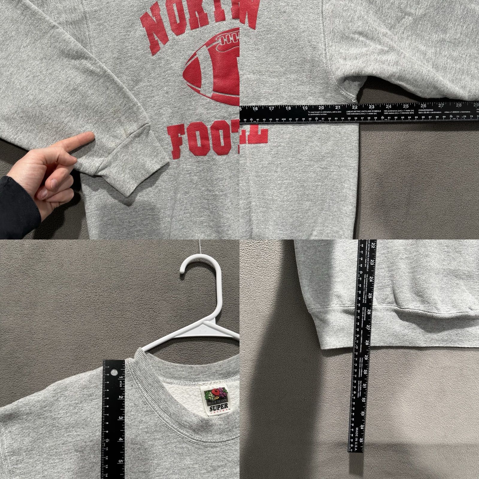 Fruit Of The Loom VINTAGE Fruit of the Loom Sweatshirt L Gray Crewneck Northview Football USA Size US L / EU 52-54 / 3 - 8 Thumbnail