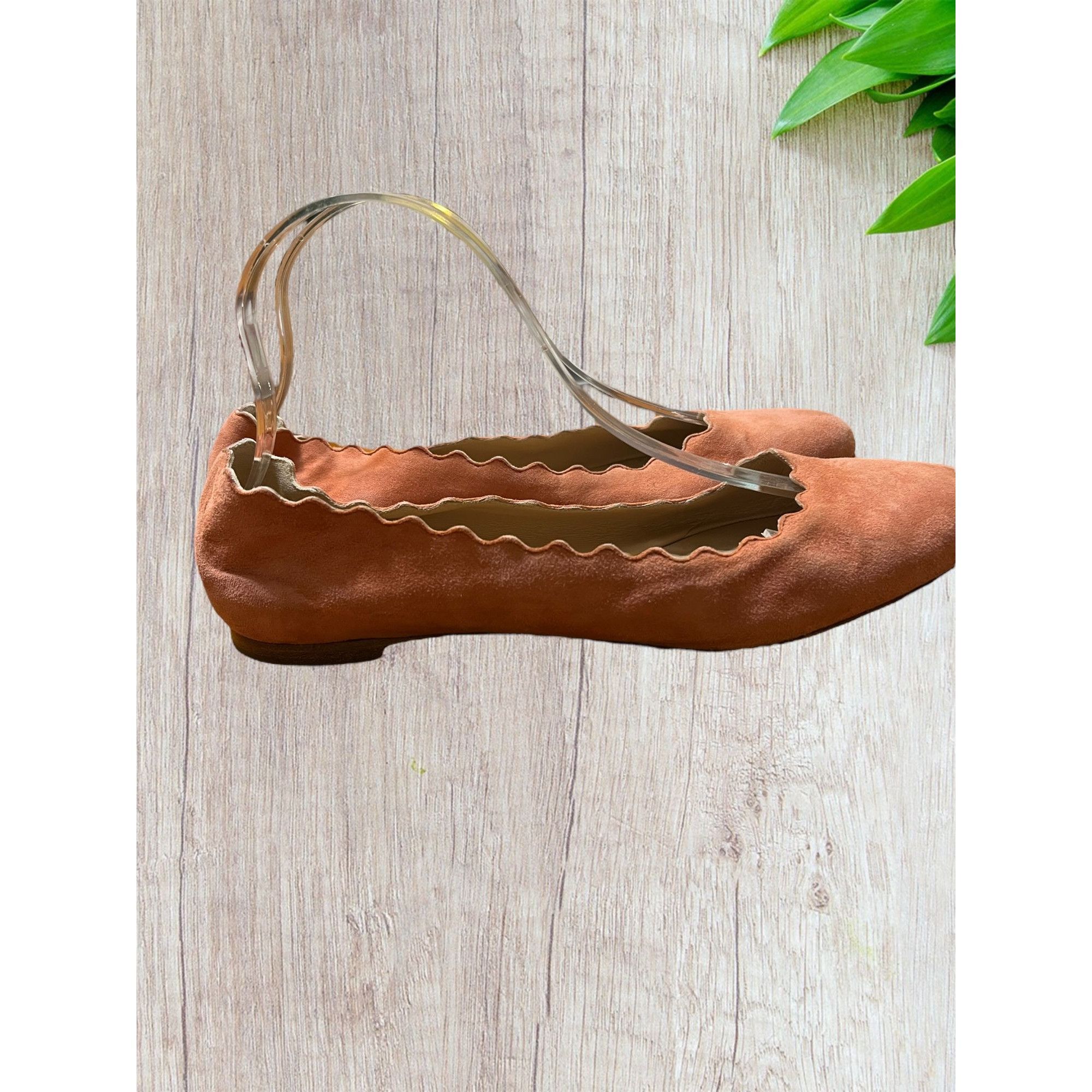 Chloe Chloe Lauren Suede Leather Ballet Flats Scalloped Peach Salm Size US 9.5 / IT 39.5 - 3 Thumbnail