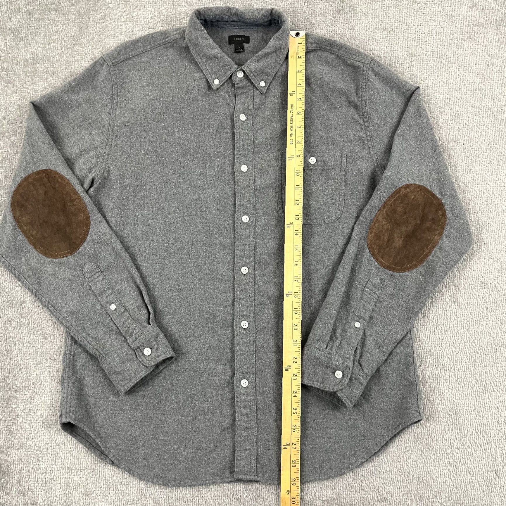 J.Crew J.CREW Button-Up Shirt Mens Large Gray Flannel Wool Blend Elbow Patch Casual Size US L / EU 52-54 / 3 - 4 Thumbnail