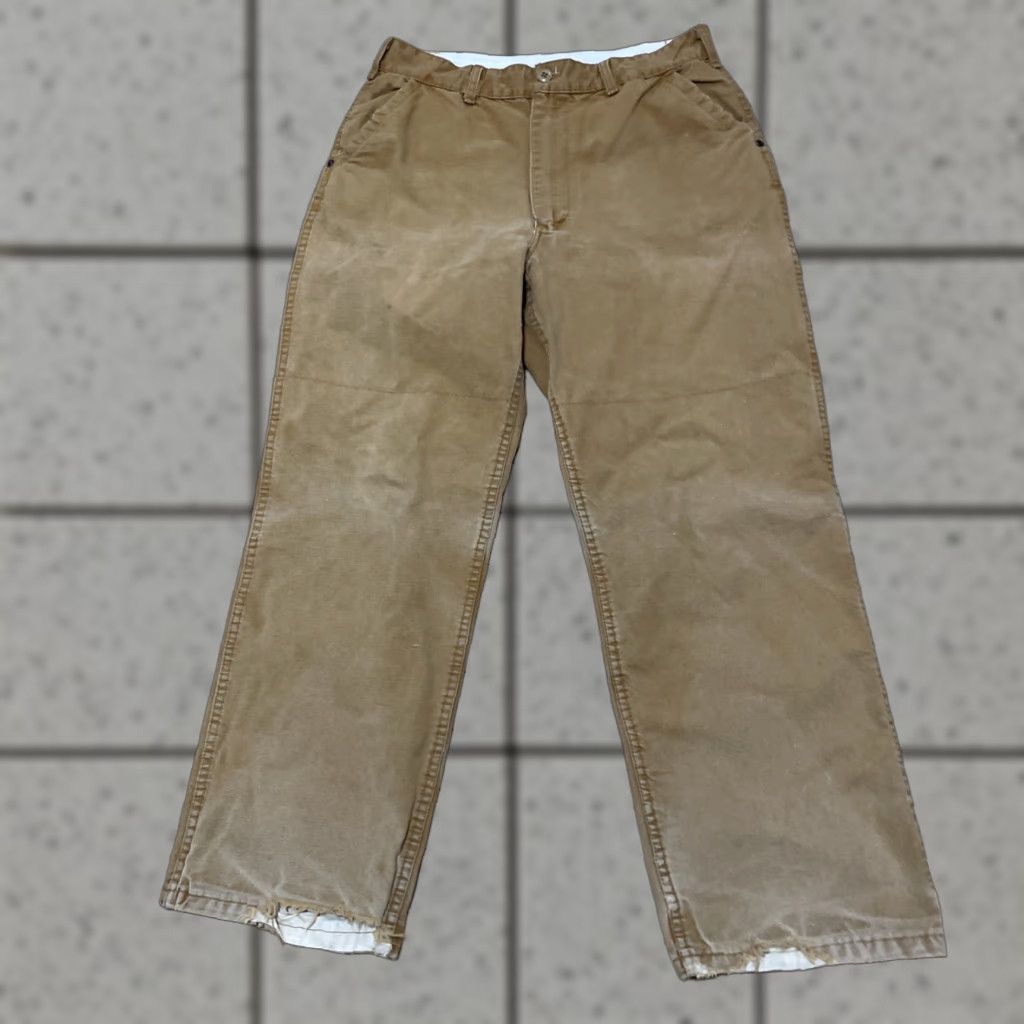 SafTbak VINTAGE SAFTBAK Hunting Pants Mens 34x29 Brown USA Made Canvas Distressed Lined Straight Front Pocket Zipper Button Size US 34 / EU 50 - 1 Thumbnail