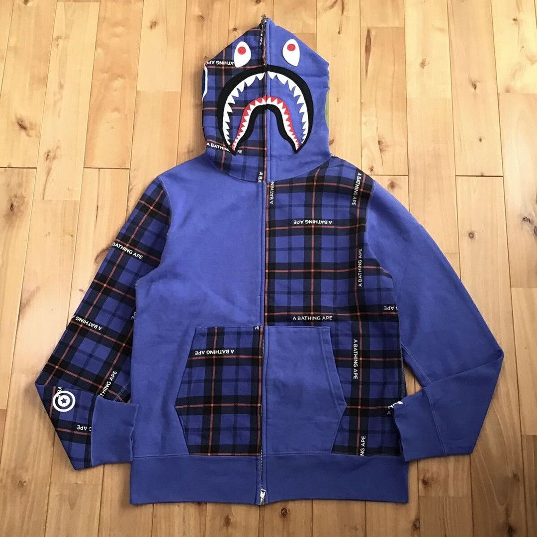 Bape BAPE Crazy Check shark full zip hoodie a bathing ape Size US M / EU 48-50 / 2 - 1 Thumbnail