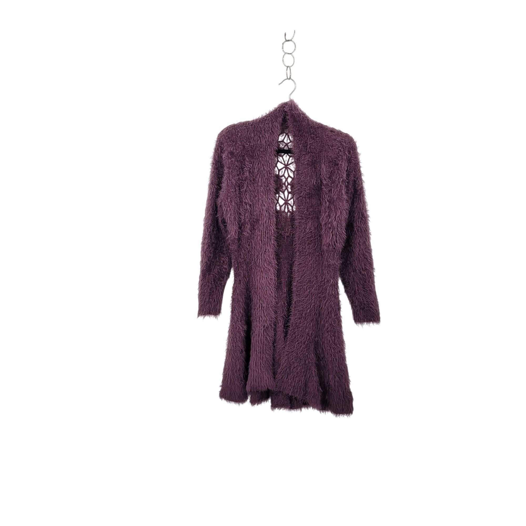 Vintage Eyelash Purple Crochet Tunic Cardigan Coatigan M Chic A-line Size M / US 6-8 / IT 42-44 - 7 Thumbnail