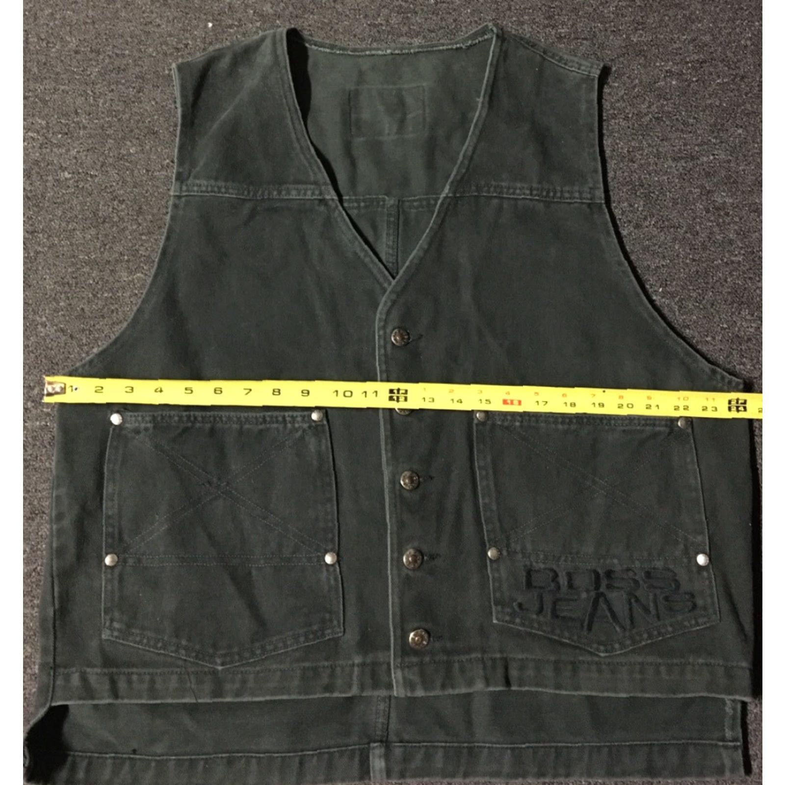 Hugo Boss VINTAGE Hugo Boss Jeans Faded Denim Vest L XL Green Shirt Men 90s Biker Grunge Hip Hop NYC Rock Western USA Fashion Designer Size US 33 - 6 Thumbnail