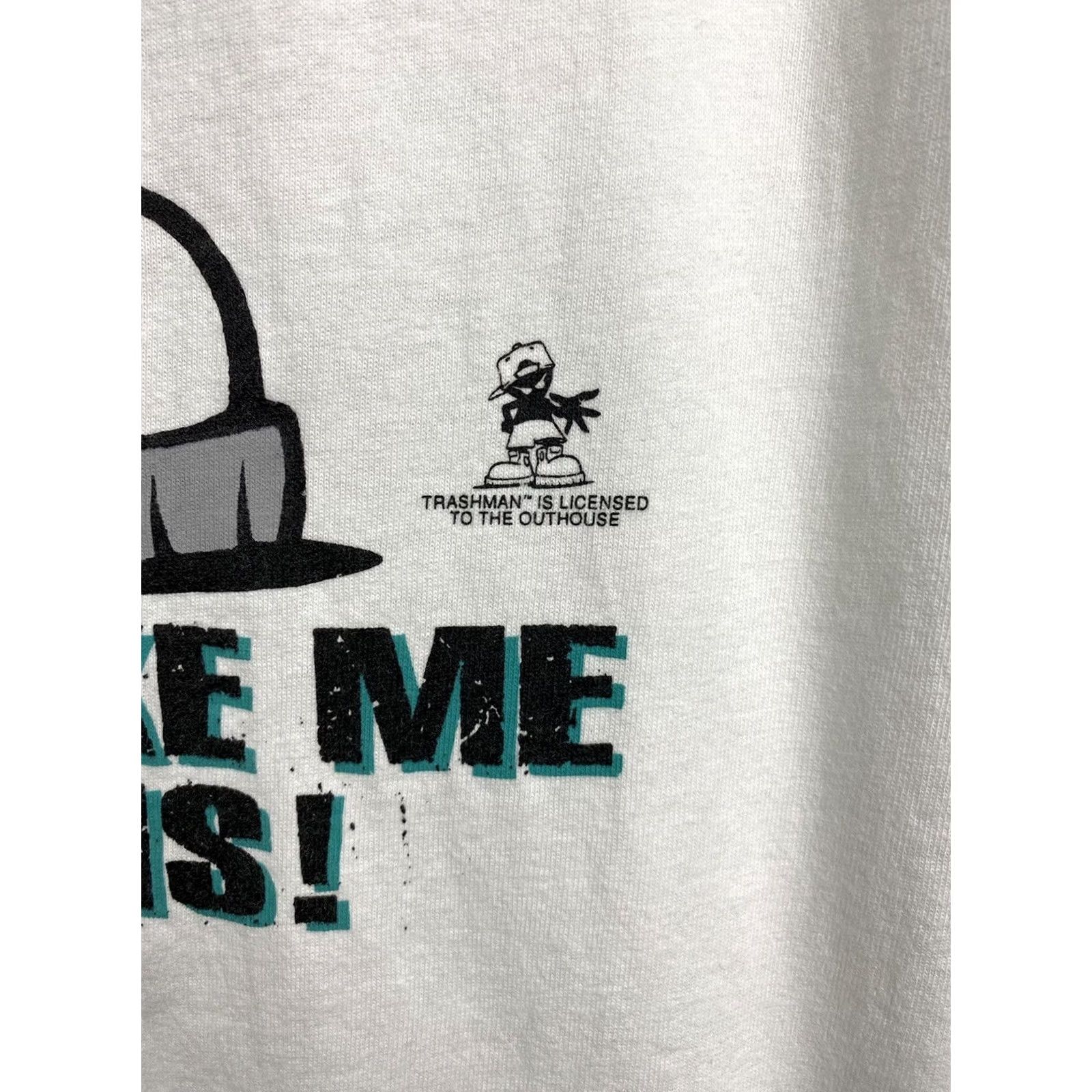 Gildan VINTAGE 90s Whoop Ass Trashman Outhouse Udamon T-shirt XL White Mens Shirt Size US XL / EU 56 / 4 - 5 Thumbnail