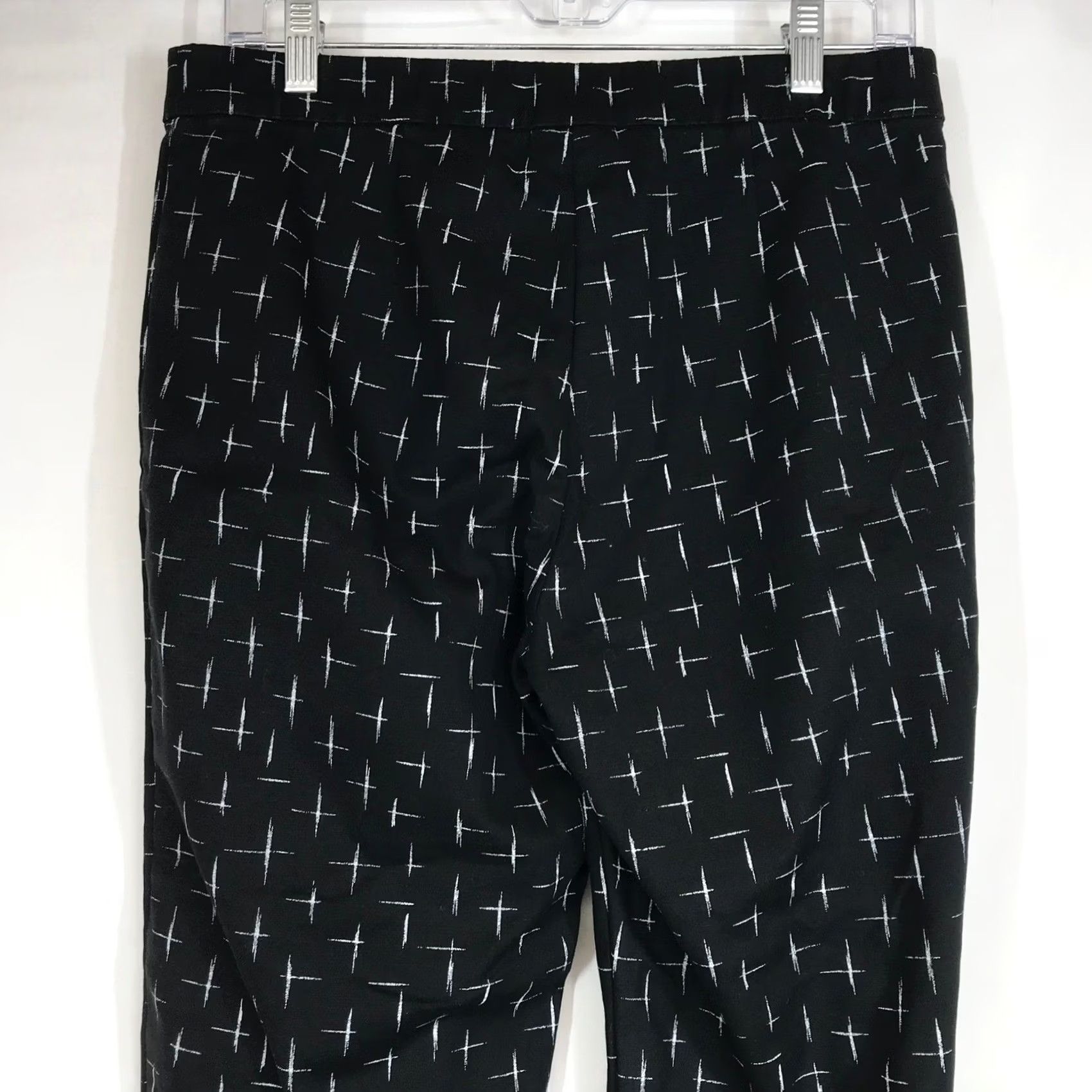 Vintage J Jill Black White Geometric Print Dress Pants Trousers Size 8 Knit Stretch Straight Front Women's Pants Size 30" / US 8 / IT 44 - 5 Thumbnail
