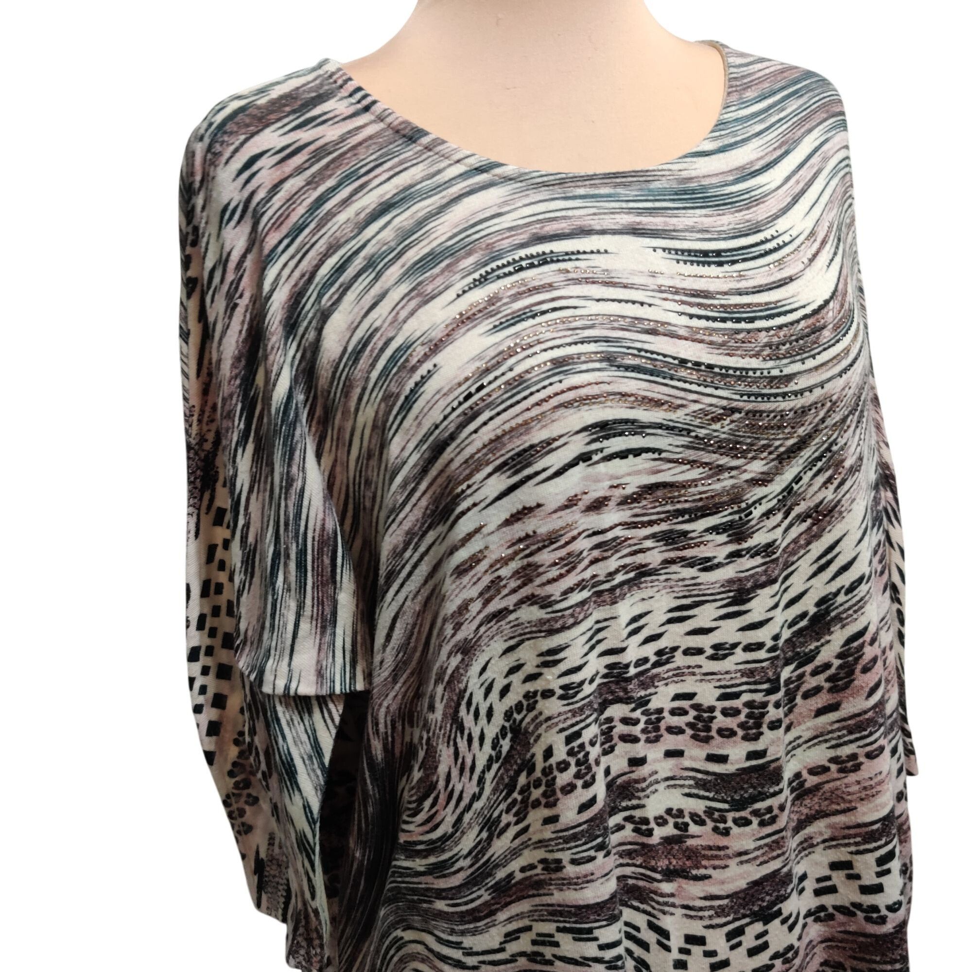 Other CJ Banks Plus Size 1X Abstract Beaded Tunic Top Batwing Slee Size XL / US 12-14 / IT 48-50 - 2 Thumbnail