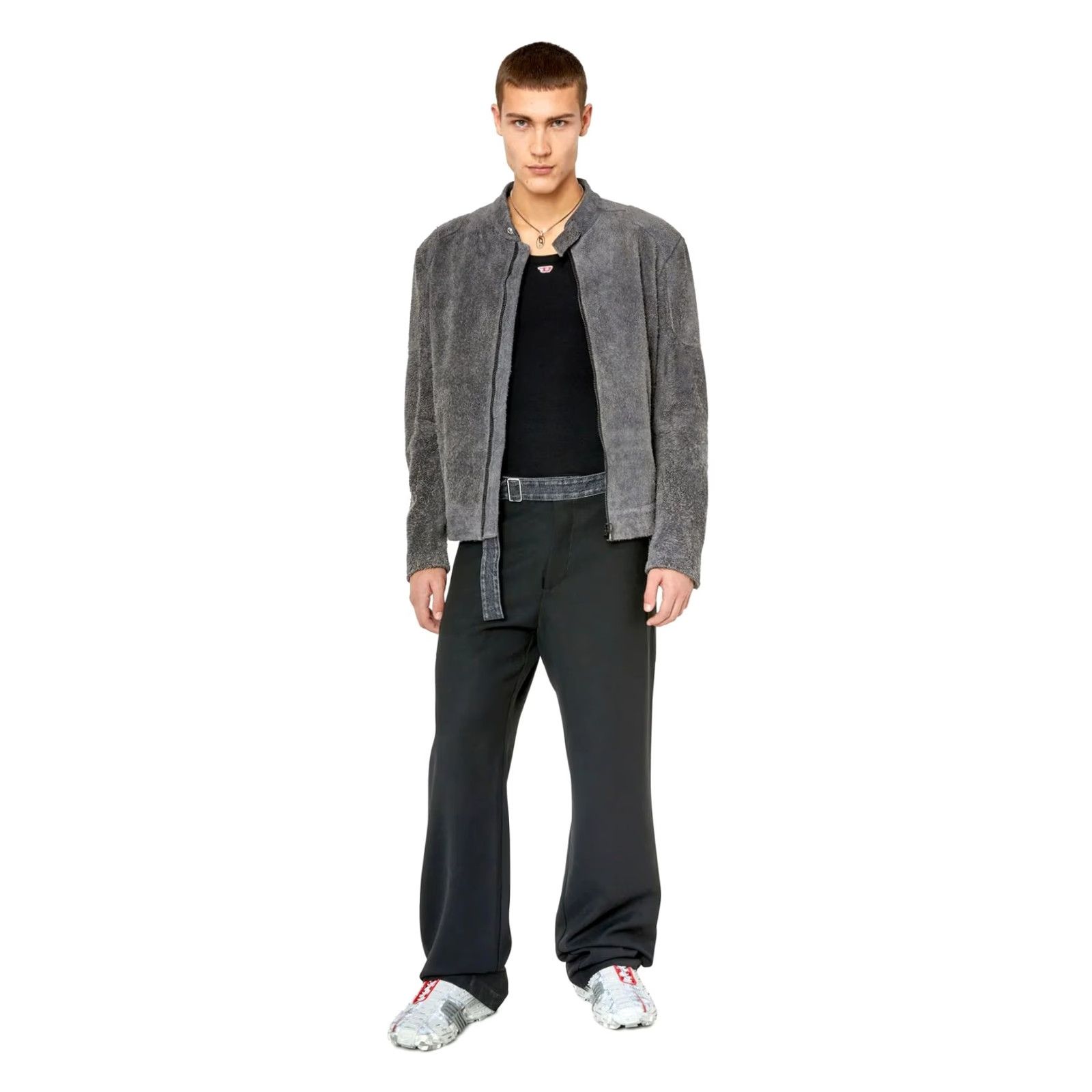 Diesel Diesel Suede Bike Jacket Cowhide Leather Made in Italy Size 50 Gray Men's Jacket, Biker Style, 50 (M/L) - NEW Size US M / EU 48-50 / 2 - 3 Thumbnail