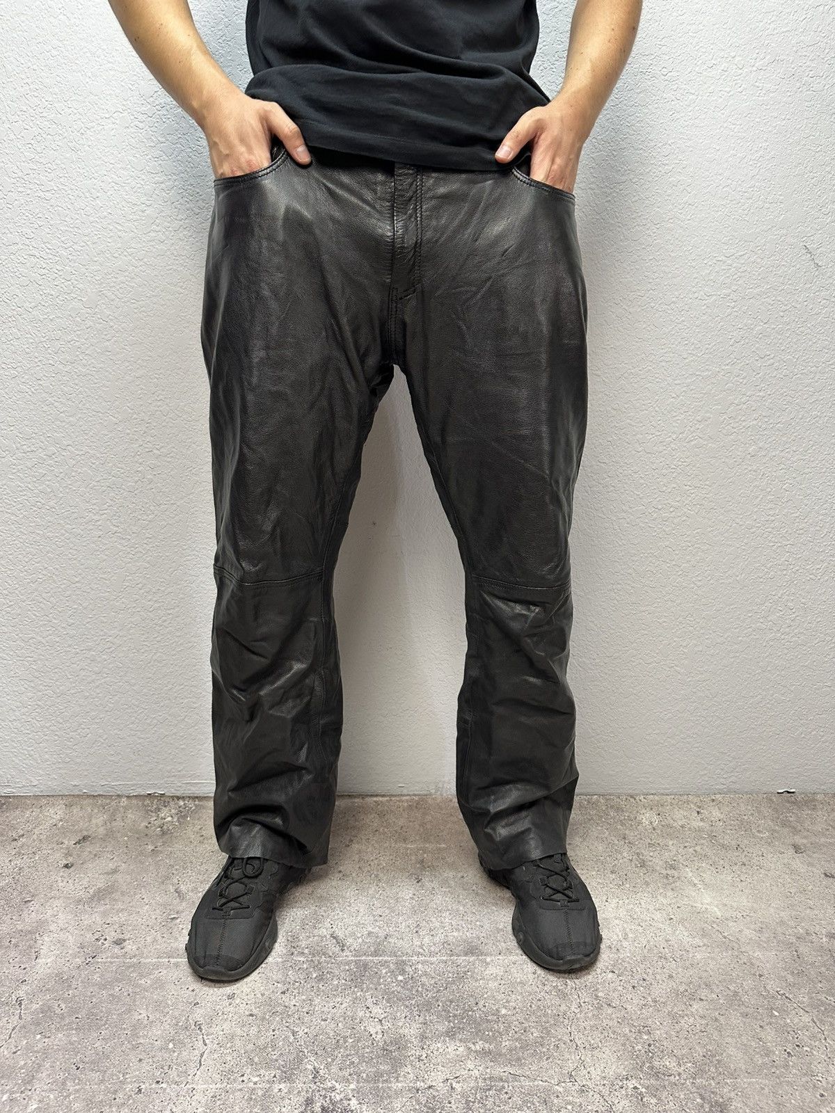 Leather Vintage Spirit Motors by Polo Leather Pants Black Riding Y2K Size US 36 / EU 52 - 15 Thumbnail