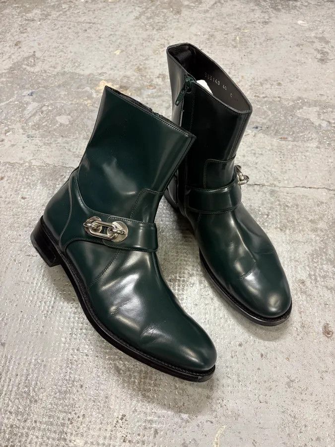 Balenciaga Balenciaga Dark Green Leather Ankle Boots Size US 7 / EU 40 - 5 Thumbnail