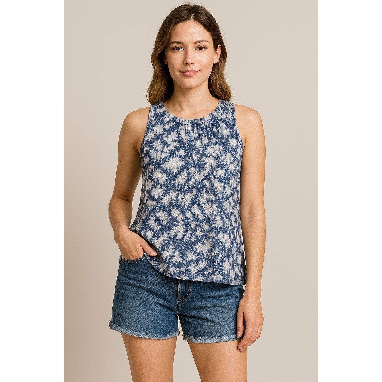 Michael Kors Boho Coastal Blue Tie-Dye Sleeveless Tank Top Michael Kors L Size L / US 10 / IT 46 - 1 Thumbnail