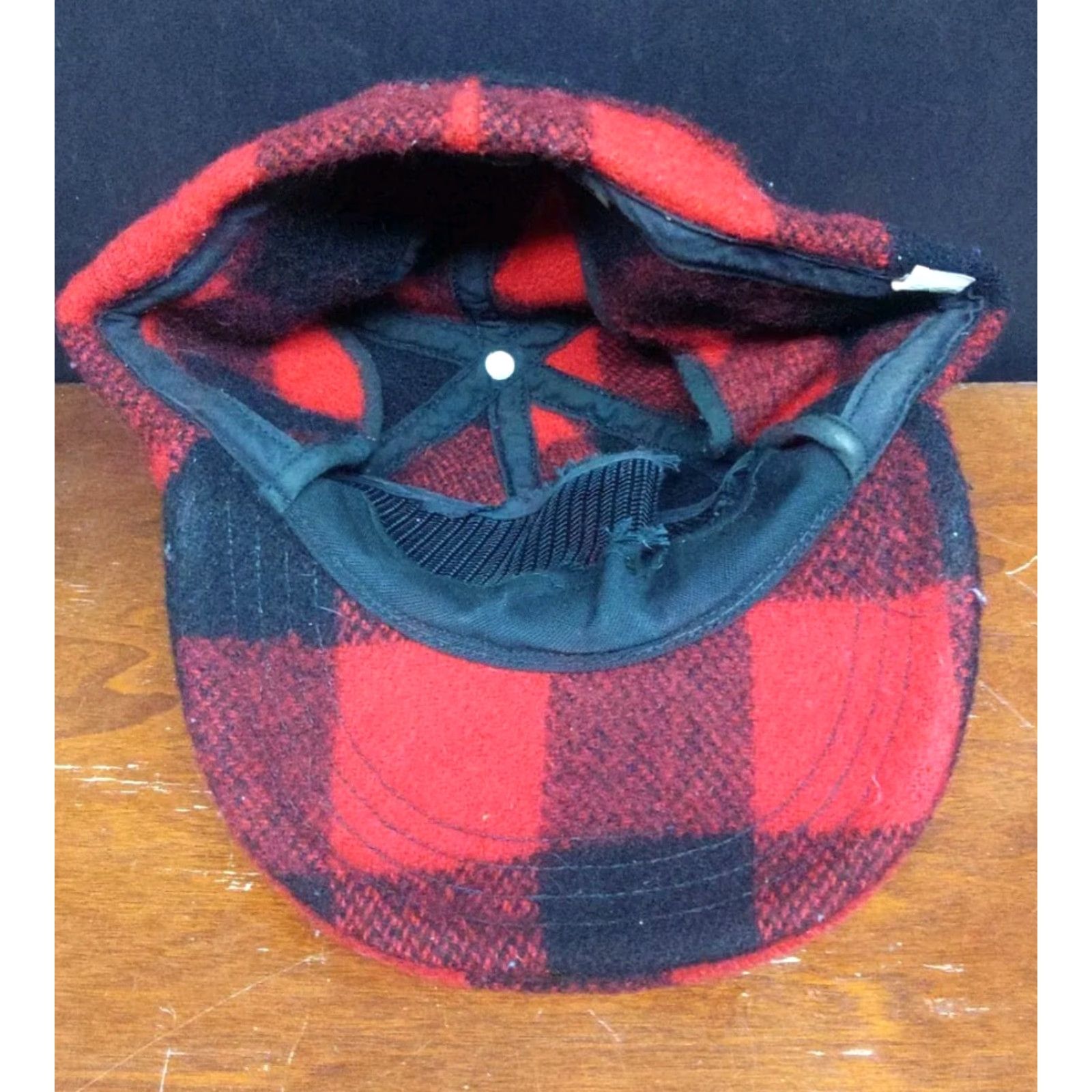 Haband VINTAGE Haband Buffalo Plaid Wool Insulated Cap Hunting Hat Trapper Hat USA Ear Flap Size M Mens Red Wool Cap "USA" Hunting Style: Trapper Hat Size ONE SIZE - 6 Thumbnail