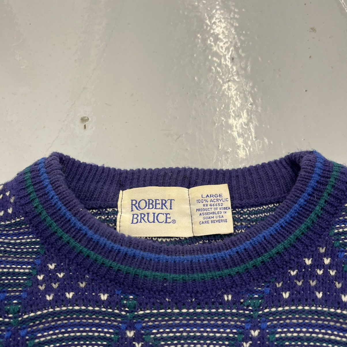 Other Vintage 90s Robert Bruce Blue Geometric Pattern Sweater Size US L / EU 52-54 / 3 - 3 Thumbnail