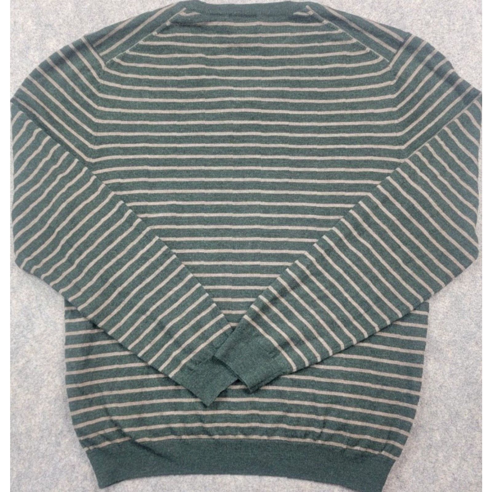 Brooks Brothers Brooks Brothers Sweater Mens Large Green Brown Stripe 100% Merino Wool Knit V-Neck Pullover Classic Preppy Casual Business Winter Fall Spring Size US L / EU 52-54 / 3 - 5 Thumbnail