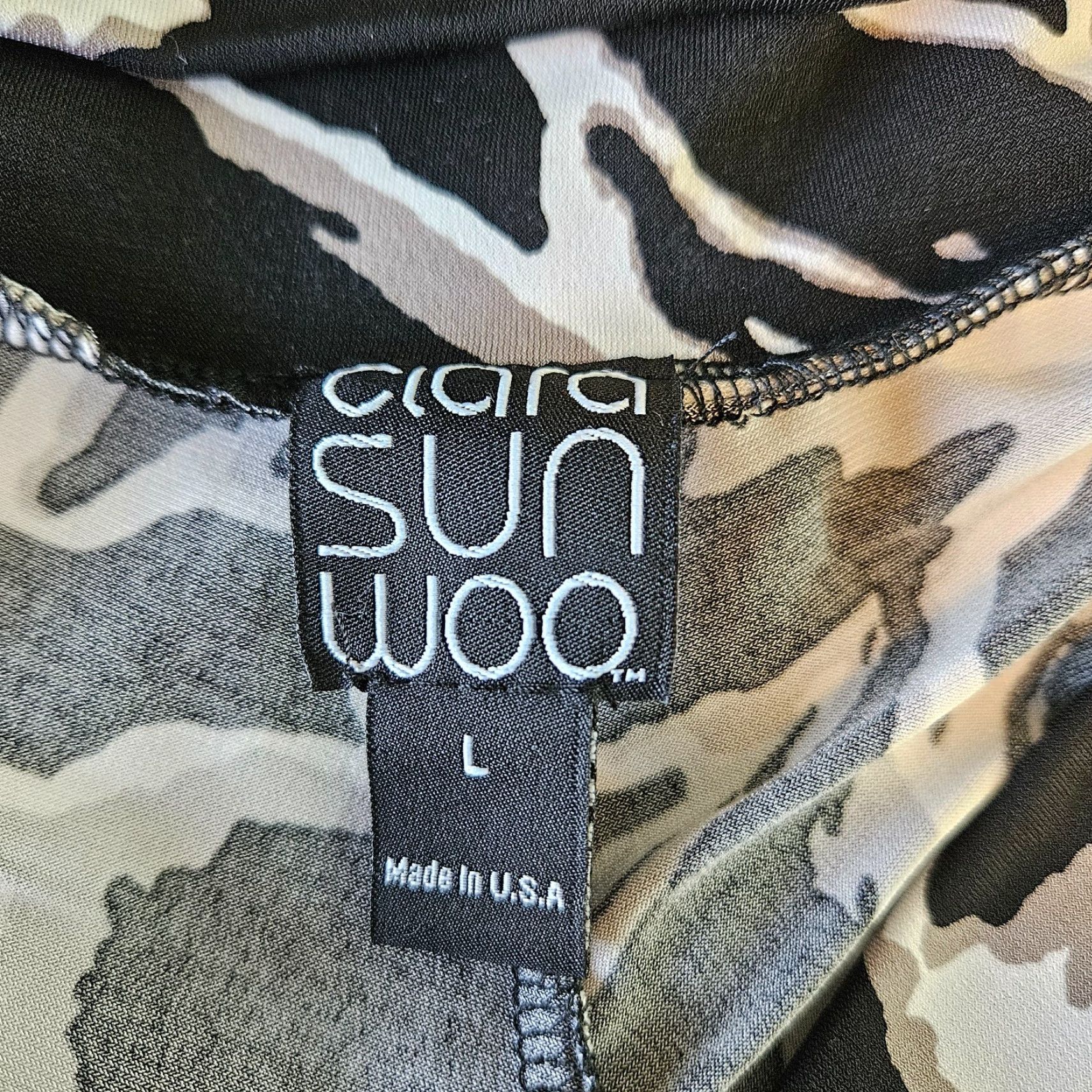 Vintage Clara Sun Woo Womens Wide Leg Pants Large Black Pull On Mid Rise Flat Front Floral Pattern Size 36" / US 14 / IT 50 - 7 Thumbnail
