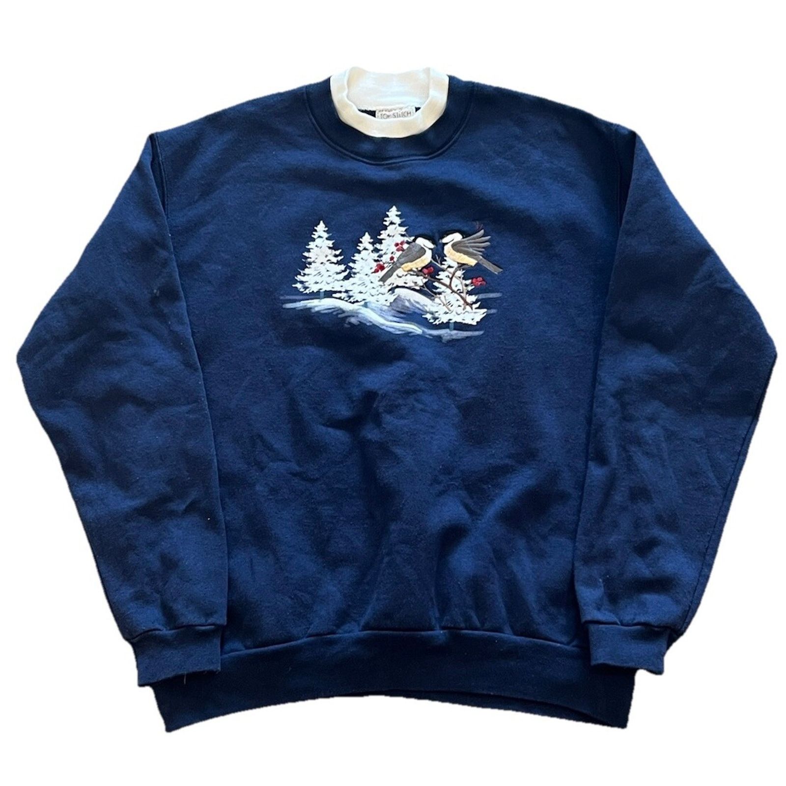 Vintage Vintage 90s Top Stitch Morning Sun Sweatshirt Birds Winter L Size L / US 10 / IT 46 - 1 Thumbnail