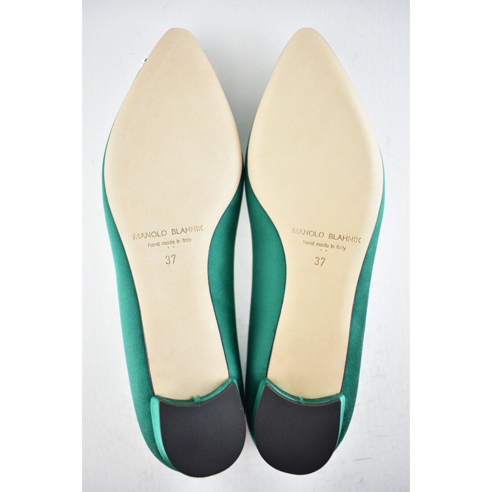 Manolo Blahnik Hangisi Emerald Satin Jewel Buckle Ballerina Ballet Flat 37 Size US 7 / IT 37 - 12 Thumbnail