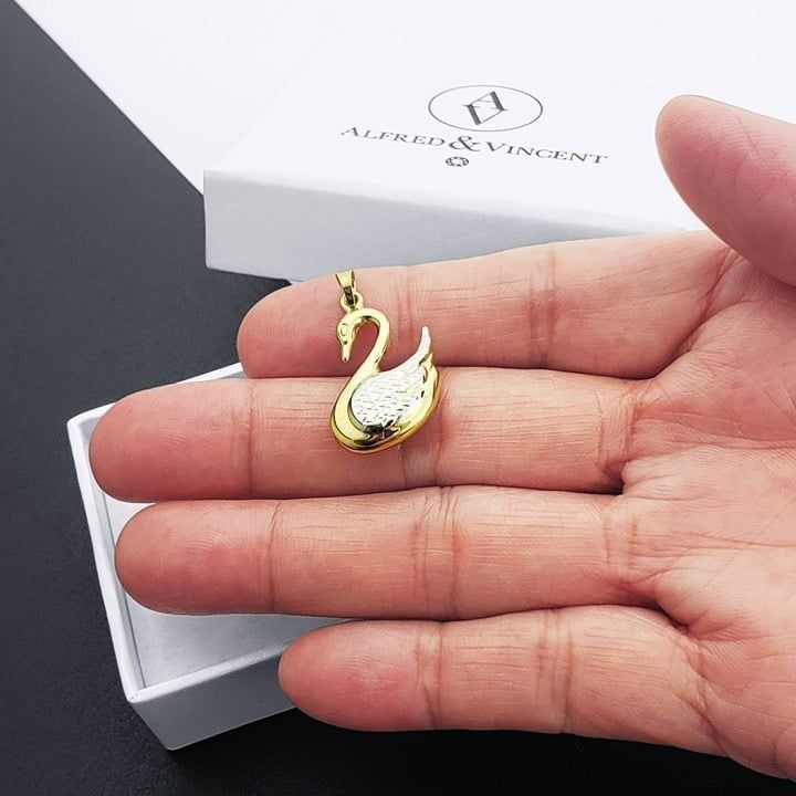 Other Swan Animal Pendant Love Charm Real 14k Yellow & White Gold Size ONE SIZE - 3 Thumbnail
