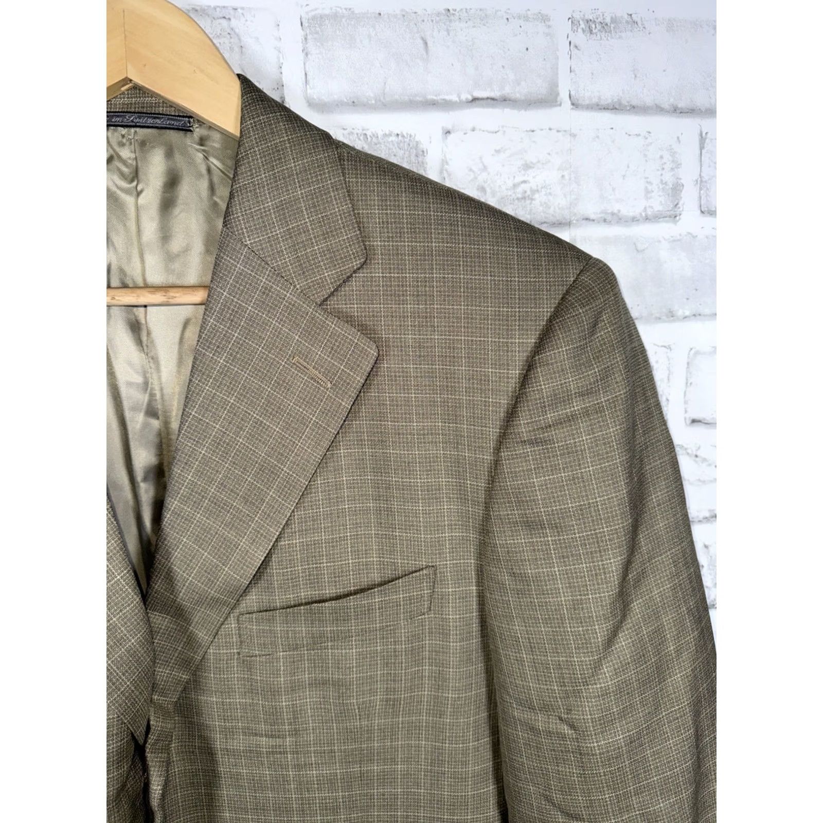 Ermenegildo Zegna Ermenegildo Zegna Sport Coat Mens 40 Tan Silk Wool Plaid 3-button Size US XXS / EU 40 - 2 Thumbnail