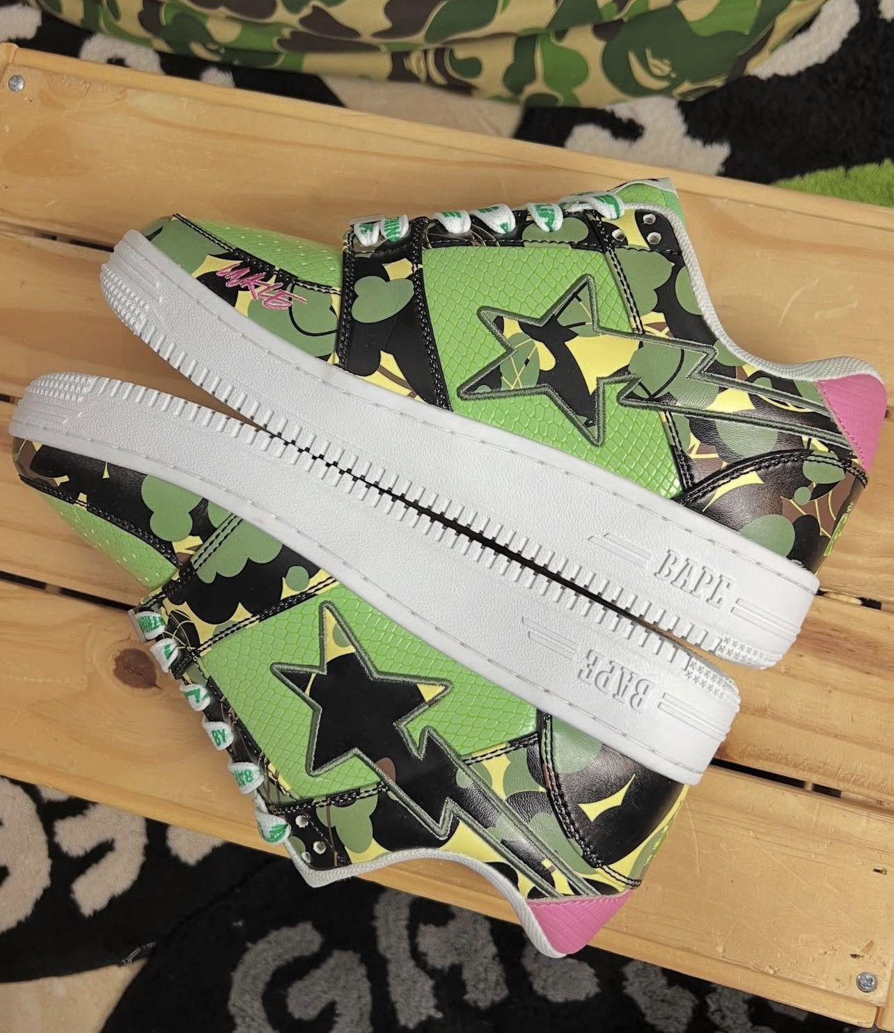 Bape × Futura 2021 A Bathing Ape x Unkle Futura Multi Leather Bapesta Size US 8 / EU 41 - 11 Thumbnail