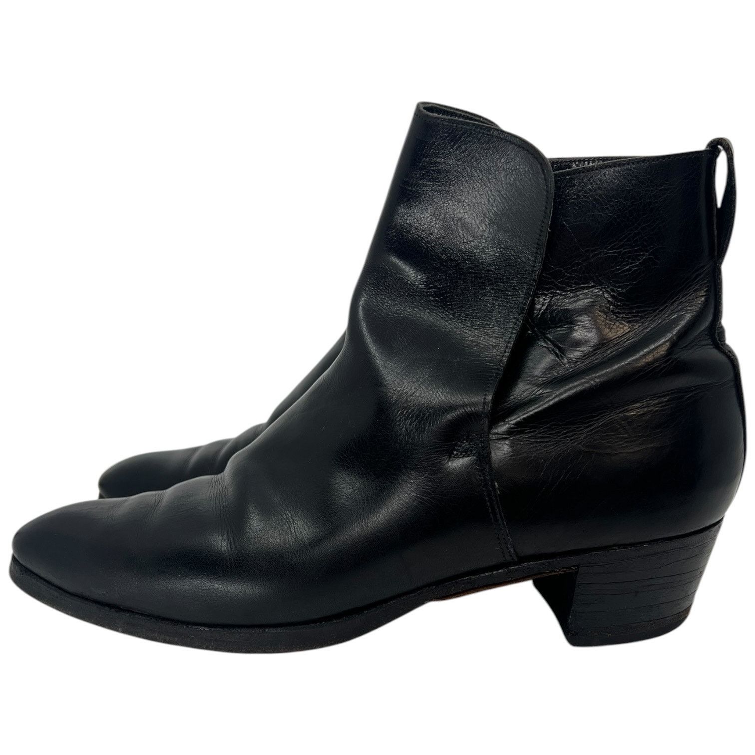 Vintage Vintage Handmade Black Leather Pull On Ankle Boots Spain 7D Size US 7 / EU 40 - 4 Thumbnail