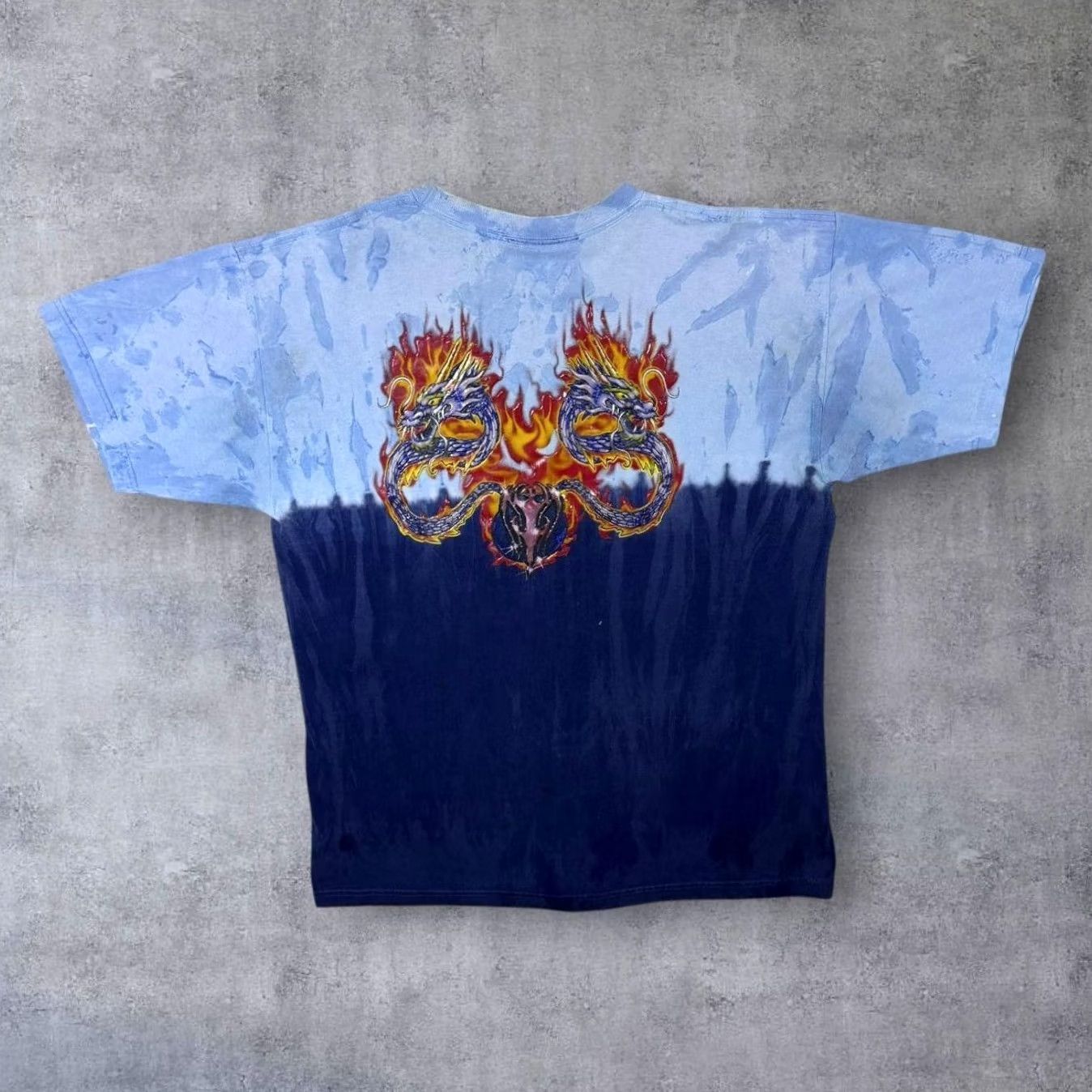 Vintage Vintage Global Generation Goth Y2K Flaming Dragon Blue Tie Dye T-Shirt XL Men Size US XL / EU 56 / 4 - 2 Thumbnail