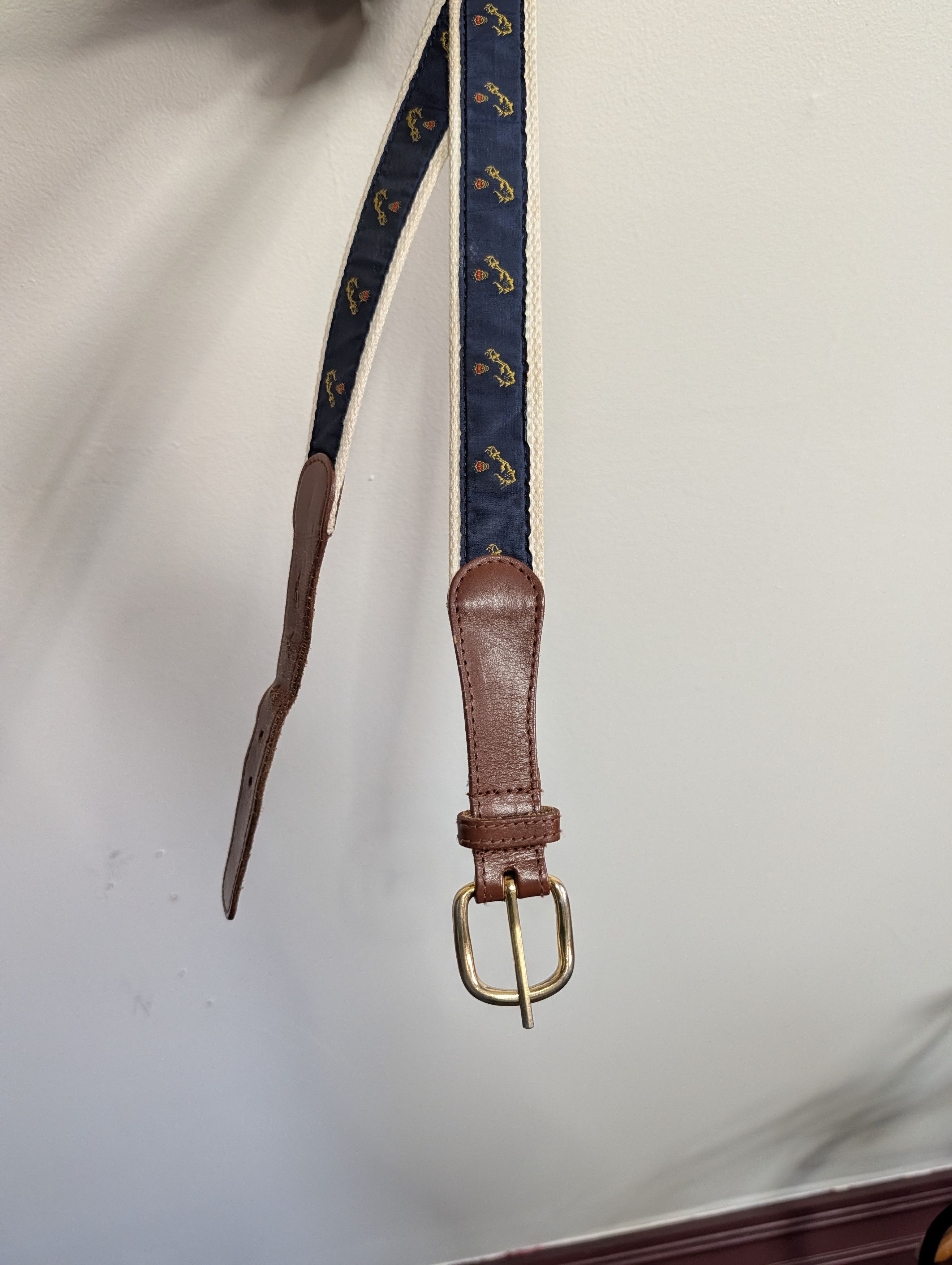 Vintage VTG English Sports Shop Bermuda flag map leather belt Size 38 - 1 Thumbnail