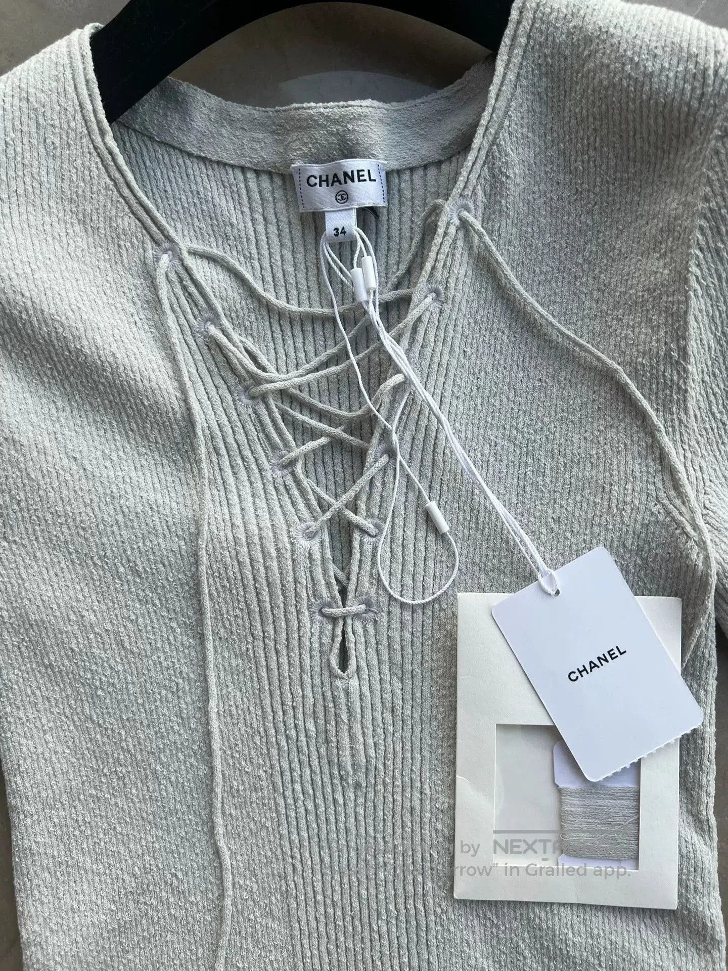 Chanel Chanel 25C Silver Lace-Up T-Shirt. Size US XS / EU 42 / 0 - 3 Thumbnail
