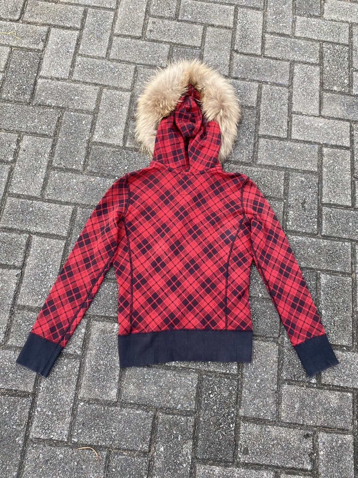 Japanese Brand Japanese Red Tartan Furr Hoodie Punk Emo Gothic Grunge Style Size M / US 6-8 / IT 42-44 - 7 Thumbnail