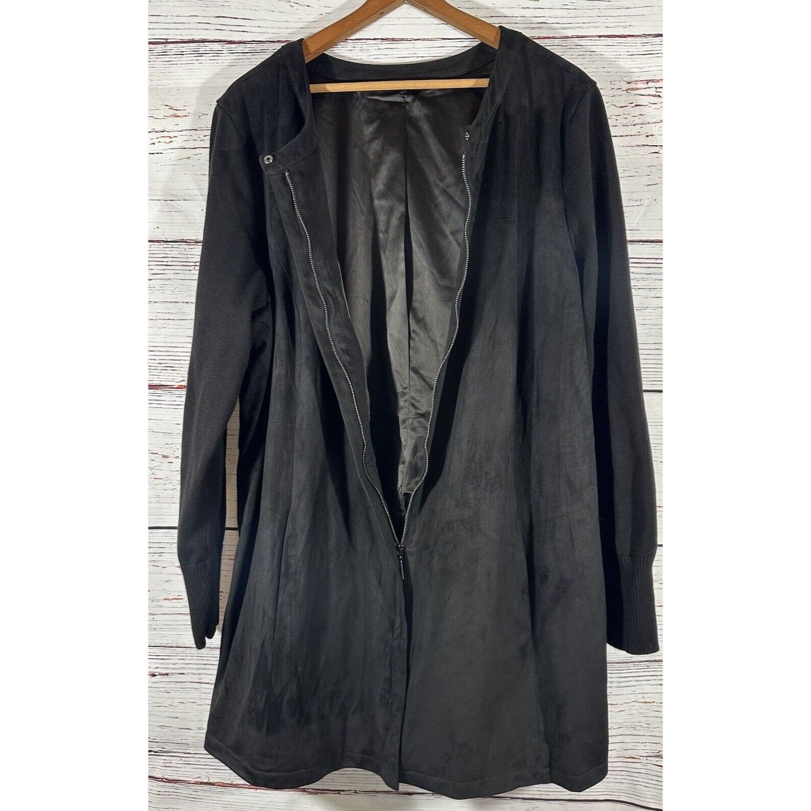 Halston H by Halston Faux Suede Sweater Jacket With Knit Sleeves Bla Size XXL / US 16-18 / IT 52-54 - 8 Thumbnail