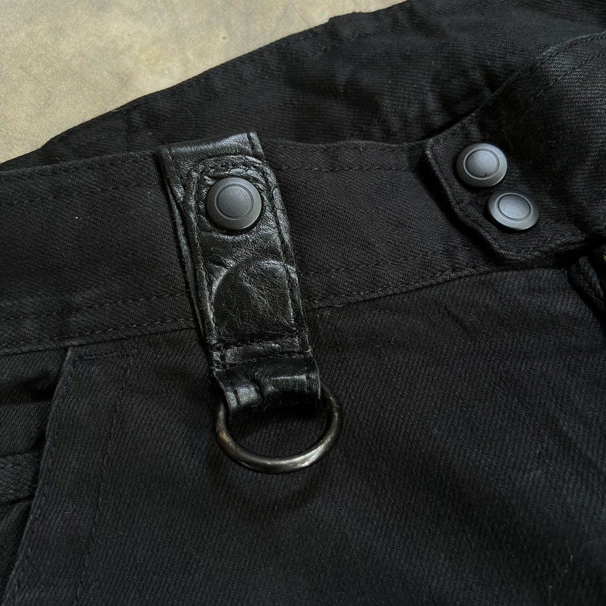 If Six Was Nine P.D.W Riders Demin Leather Cargo Pants Size US 33 - 5 Thumbnail