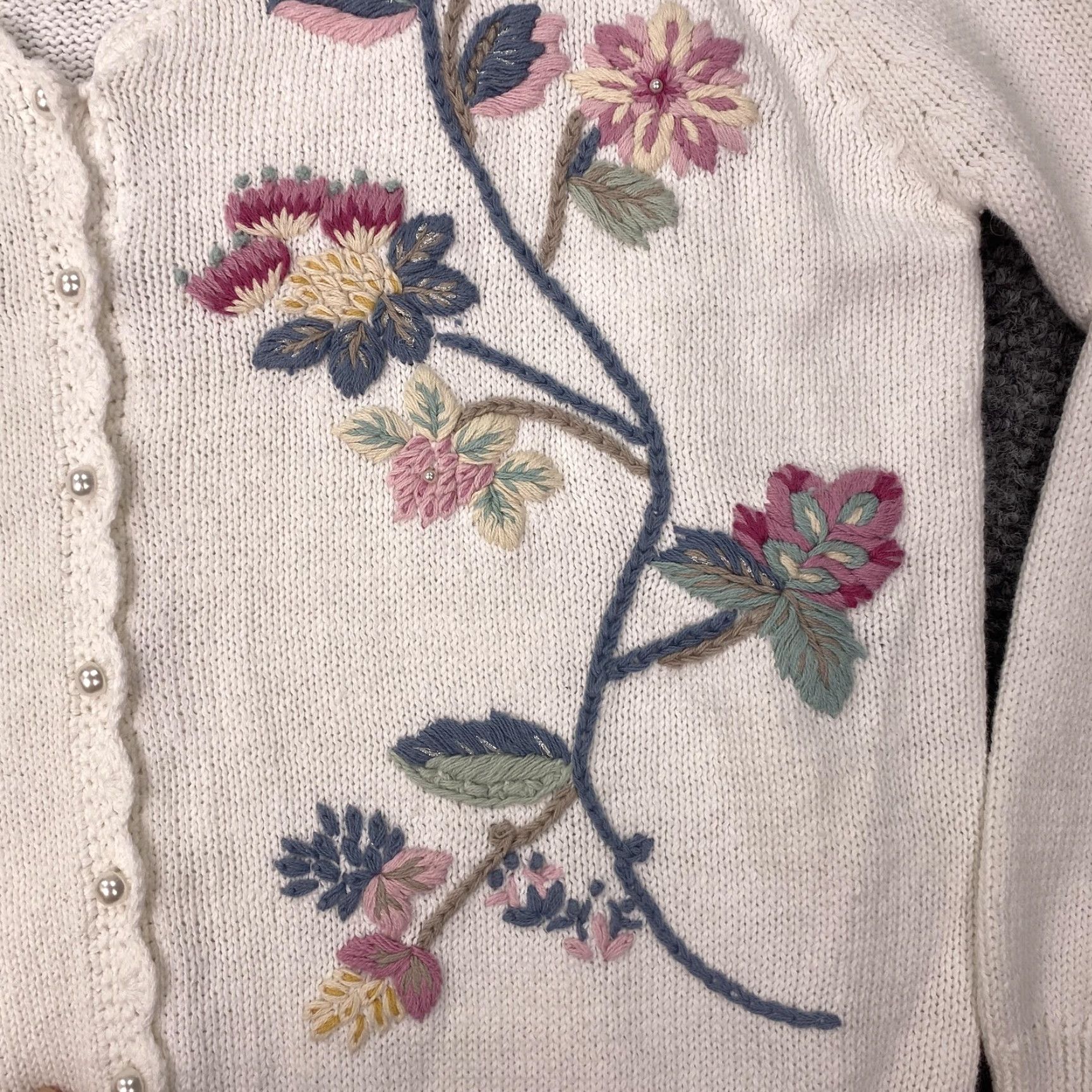 Vintage VINTAGE Margules Cardigan Sweater Womens Small White Floral Embroidered 80s NWT Size S / US 4 / IT 40 - 5 Thumbnail