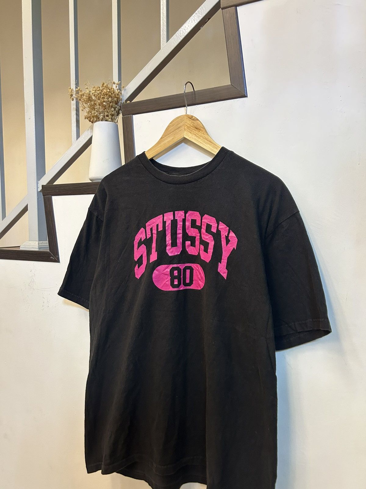 Stussy VINTAGE Stussy "80" Spellout Logo T-Shirt Black/Pink Size US L / EU 52-54 / 3 - 3 Thumbnail