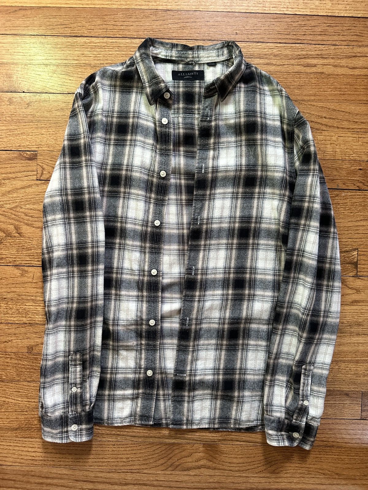 Allsaints All Saints Black / White Flannel Shirt Size US M / EU 48-50 / 2 - 1 Thumbnail